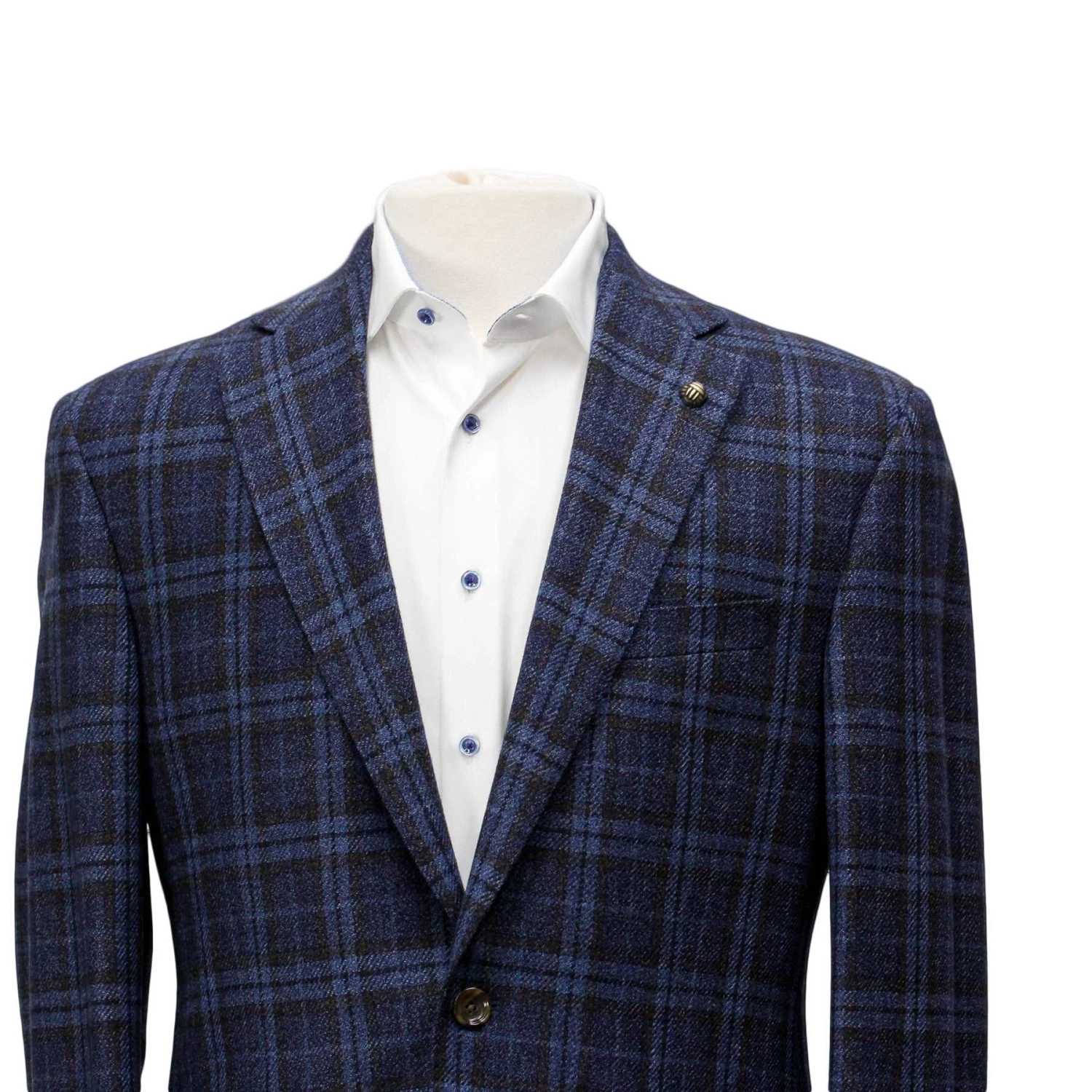 Blue Check Wool Silk Century Classic Fit Sport Coat - Jack Victor 1913 Collection 4 Blue Check Wool Silk Century Classic Fit Sport Coat - Jack Victor 1913 Collection - Image 2