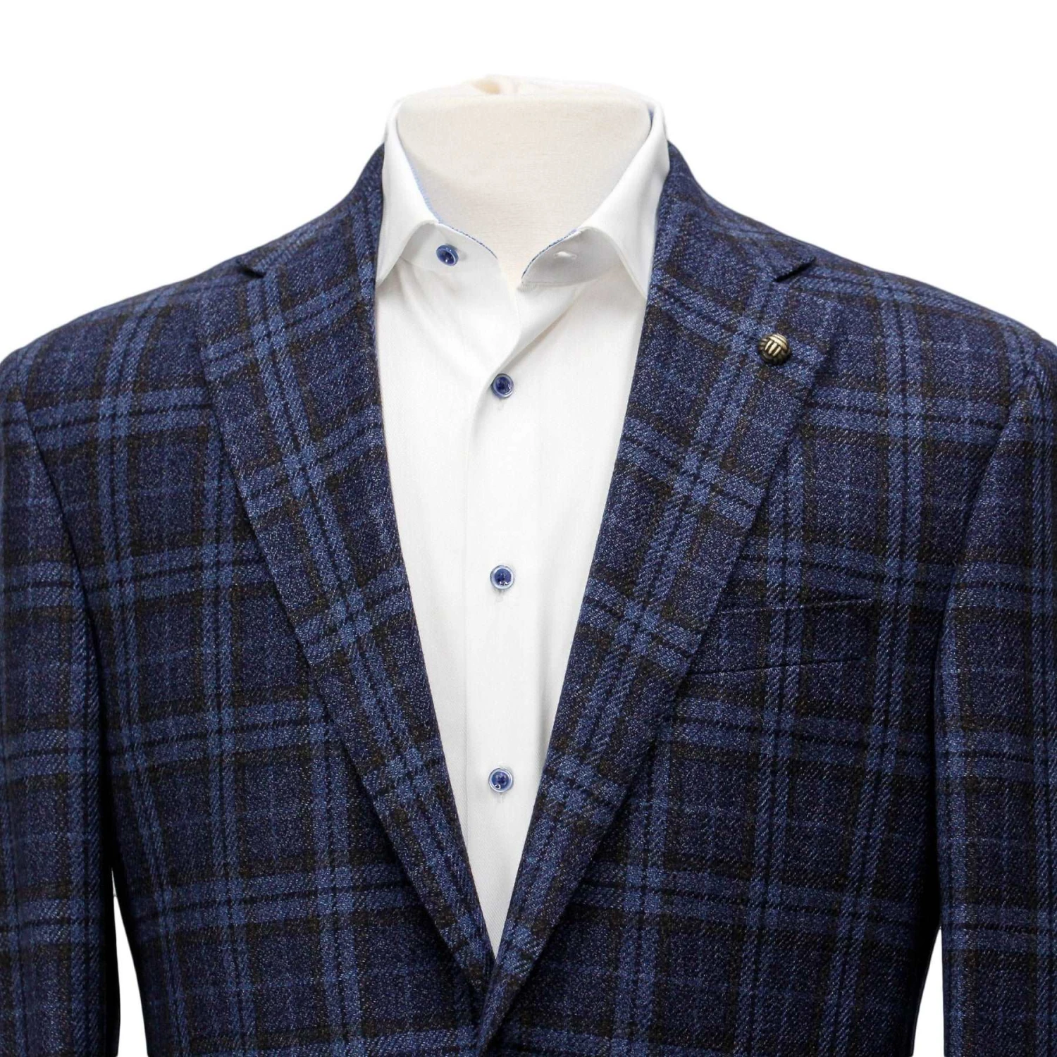 Blue Check Wool Silk Century Classic Fit Sport Coat - Jack Victor 1913 Collection 5 Blue Check Wool Silk Century Classic Fit Sport Coat - Jack Victor 1913 Collection - Image 3