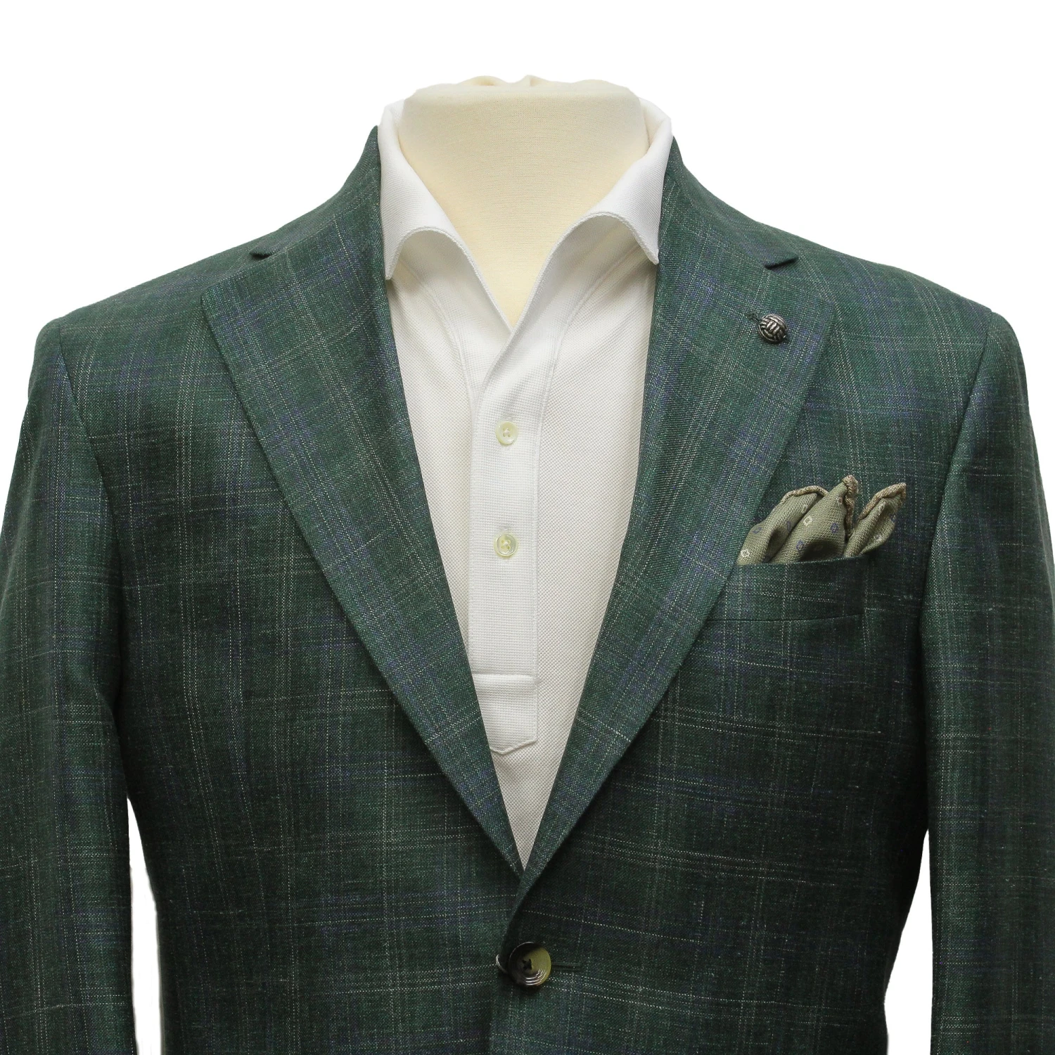 Green Check Wool-Silk-Linen Montana Contemporary Fit Sport Jacket - Jack Victor 6 Green Check Wool-Silk-Linen Montana Contemporary Fit Sport Jacket - Jack Victor - Image 4