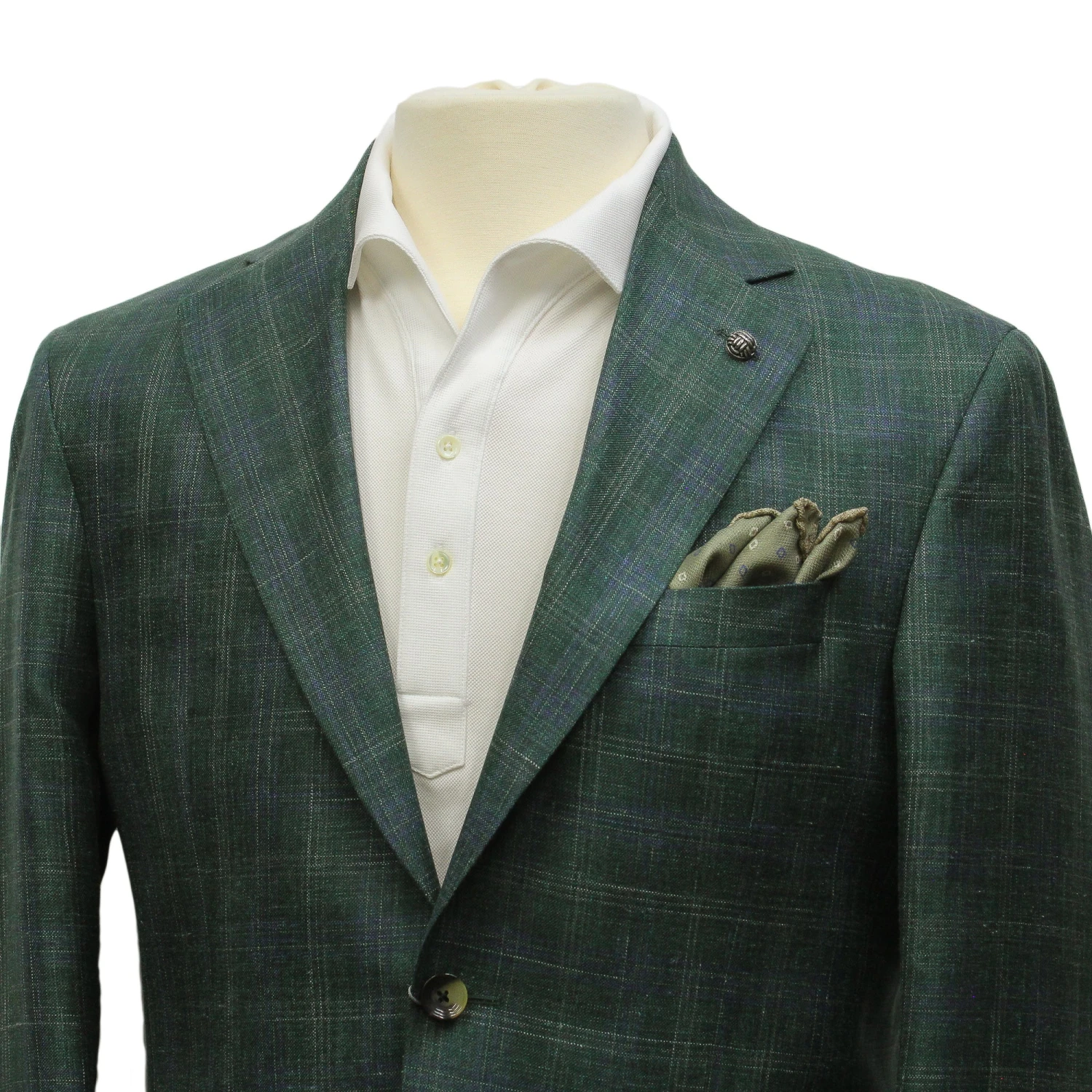 Green Check Wool-Silk-Linen Montana Contemporary Fit Sport Jacket - Jack Victor 4 Green Check Wool-Silk-Linen Montana Contemporary Fit Sport Jacket - Jack Victor - Image 2