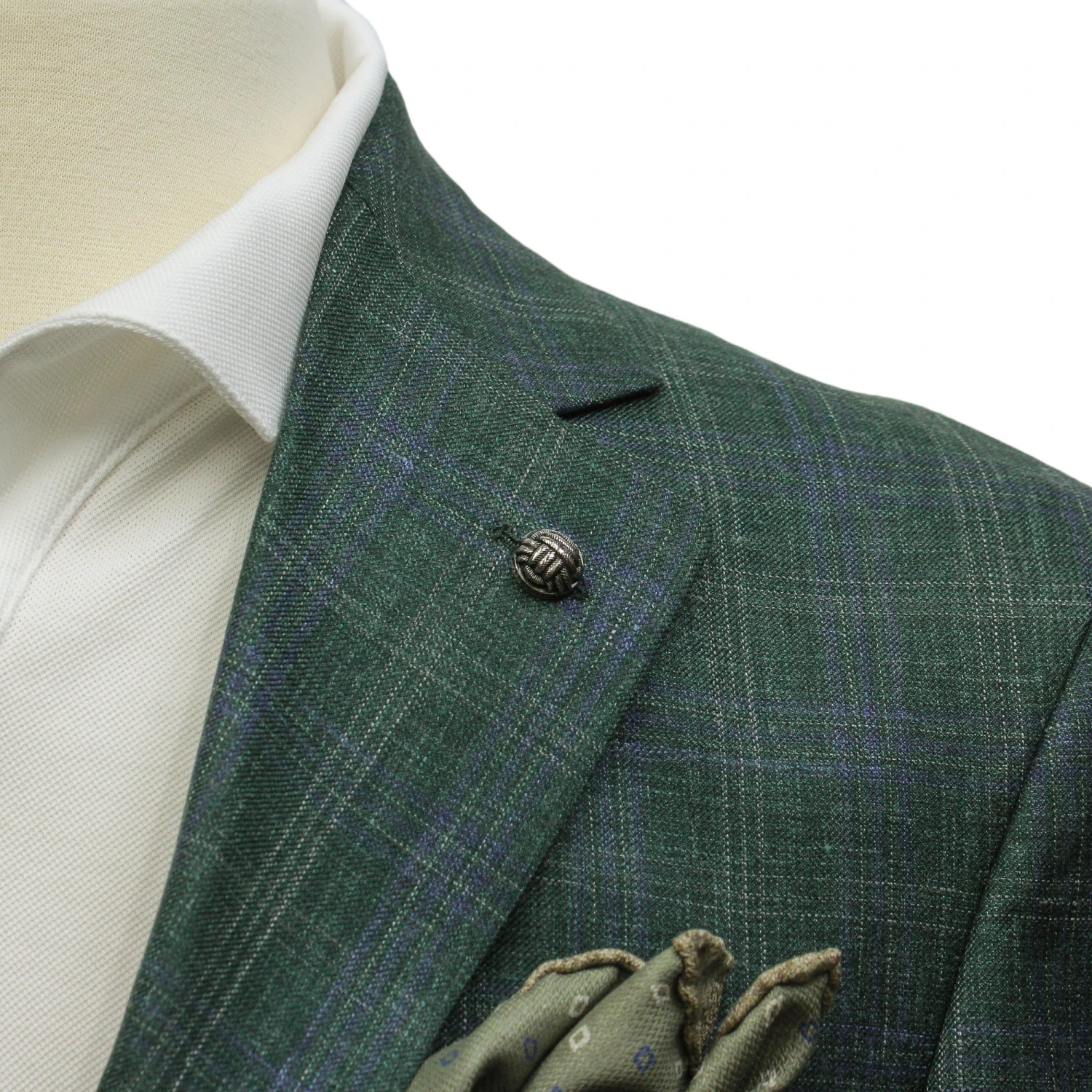 Green Check Wool-Silk-Linen Montana Contemporary Fit Sport Jacket - Jack Victor 7 Green Check Wool-Silk-Linen Montana Contemporary Fit Sport Jacket - Jack Victor - Image 5