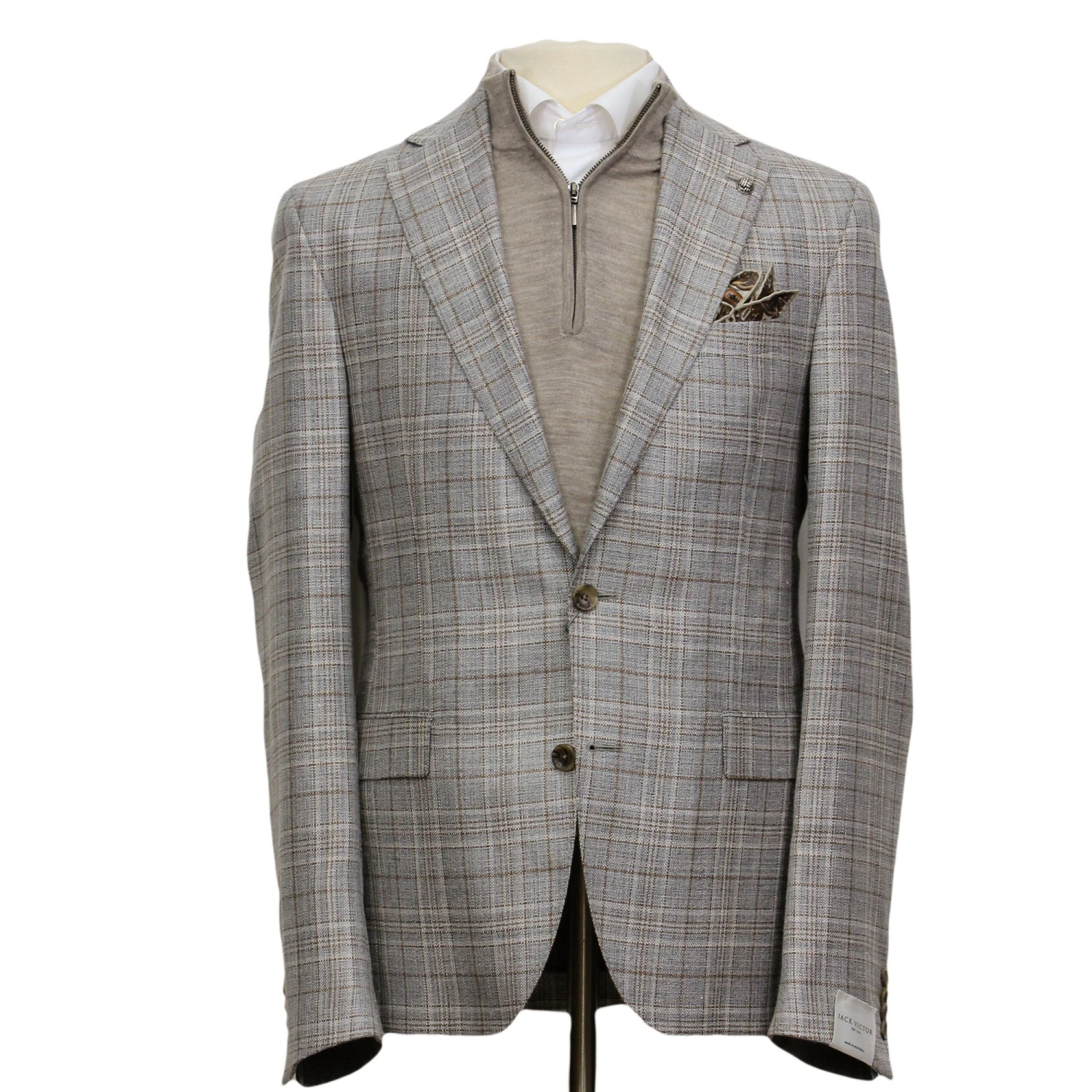 Gray Check Loro Piana Midland Contemporary Fit Sport Jacket - Jack Victor 3 Gray Check Loro Piana Midland Contemporary Fit Sport Jacket - Jack Victor