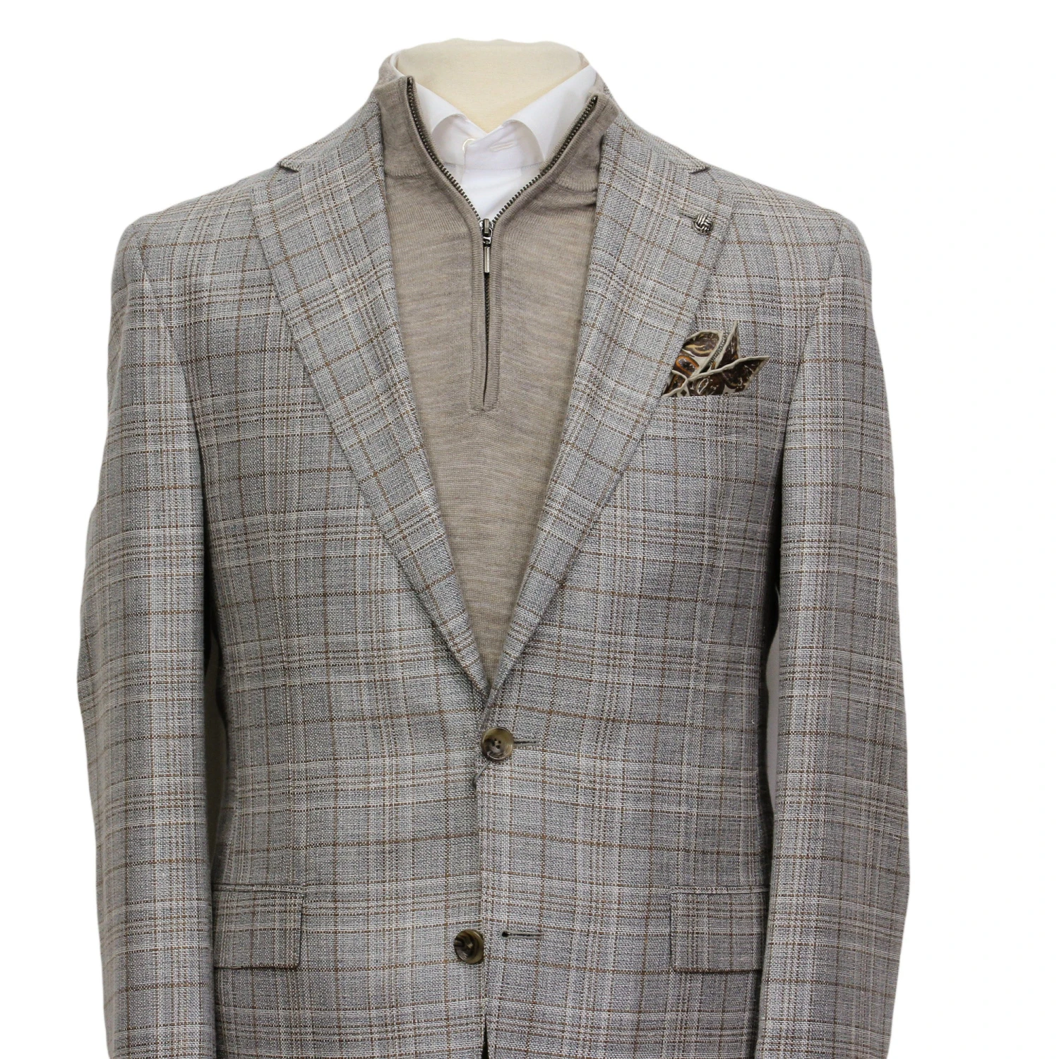 Gray Check Loro Piana Midland Contemporary Fit Sport Jacket - Jack Victor 5 Gray Check Loro Piana Midland Contemporary Fit Sport Jacket - Jack Victor - Image 3