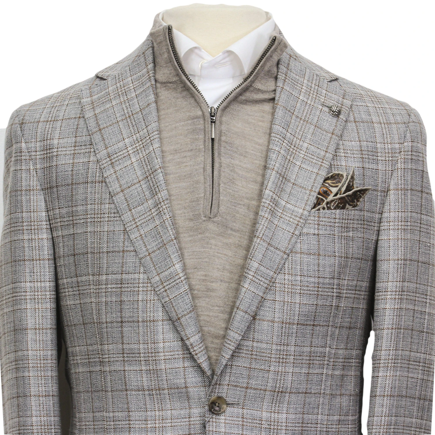 Gray Check Loro Piana Midland Contemporary Fit Sport Jacket - Jack Victor 6 Gray Check Loro Piana Midland Contemporary Fit Sport Jacket - Jack Victor - Image 4