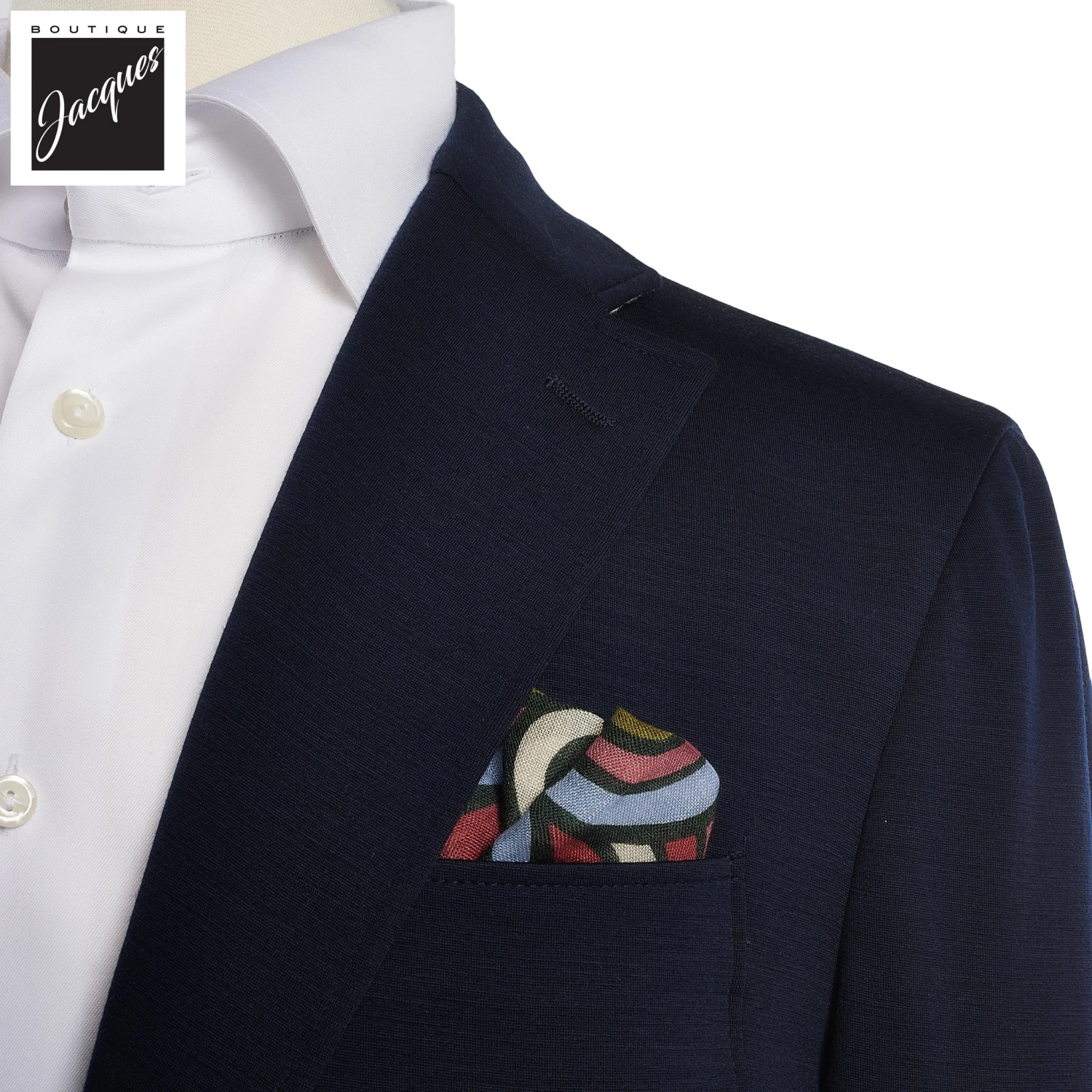 Navy Blue Contemporary Fit Cotton-Wool Knit Easy Living Suit - Jack Victor 6 Navy Blue Contemporary Fit Cotton-Wool Knit Easy Living Suit - Jack Victor - Image 4