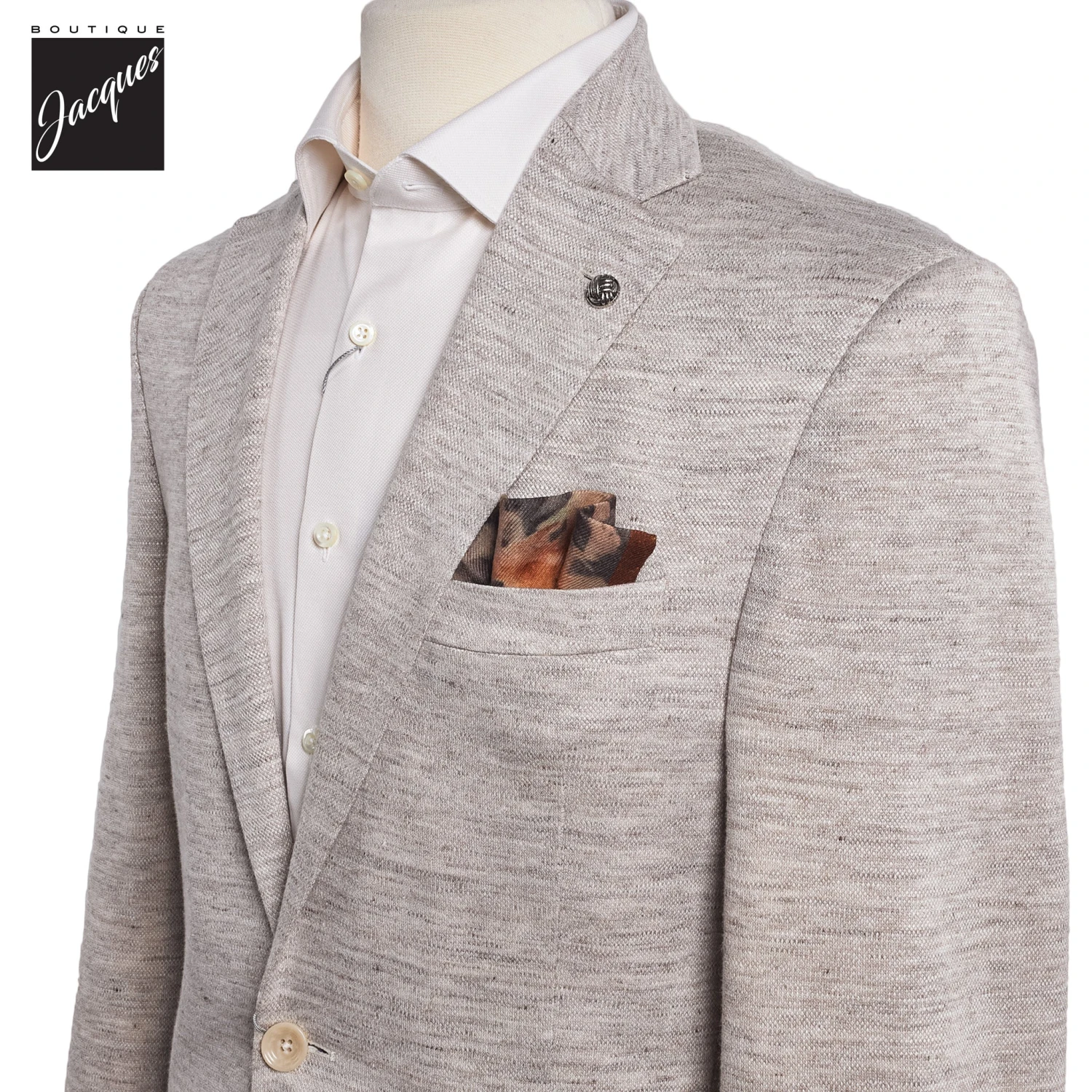 Oatmeal Mouline Knit Linen/Wool/Silk Hartford Contemporary Fit Sport Jacket - Jack Victor 4 Oatmeal Mouline Knit Linen/Wool/Silk Hartford Contemporary Fit Sport Jacket - Jack Victor - Image 2