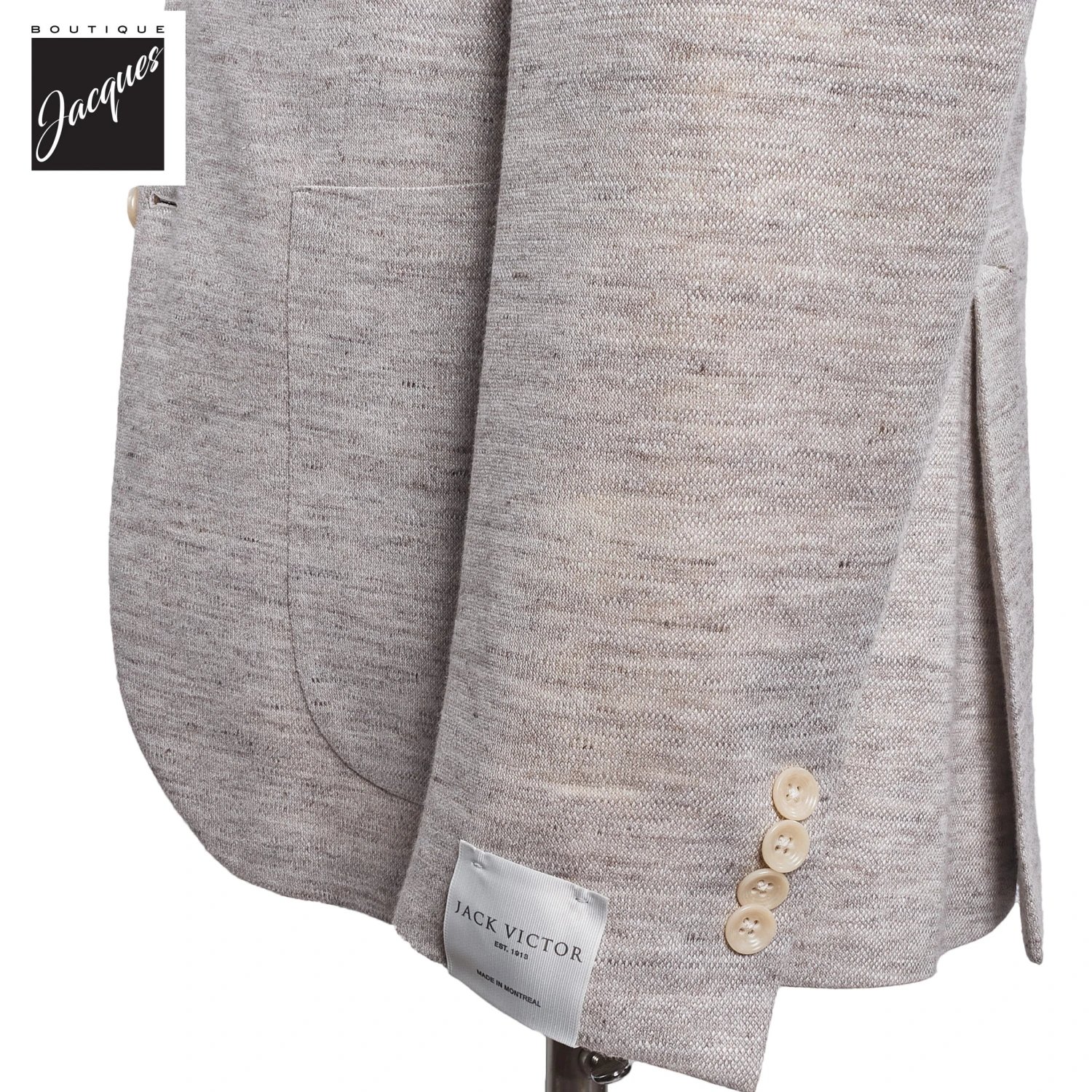 Oatmeal Mouline Knit Linen/Wool/Silk Hartford Contemporary Fit Sport Jacket - Jack Victor 5 Oatmeal Mouline Knit Linen/Wool/Silk Hartford Contemporary Fit Sport Jacket - Jack Victor - Image 3