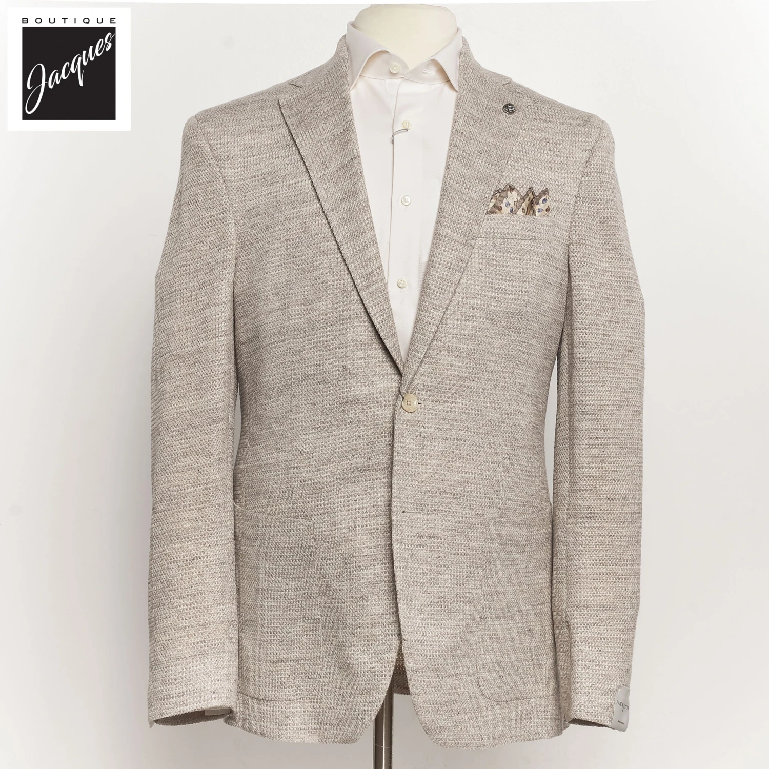 Oatmeal Woven Knit Linen/Wool/Silk Hartford Contemporary Fit Sport Jacket - Jack Victor 3 Oatmeal Woven Knit Linen/Wool/Silk Hartford Contemporary Fit Sport Jacket - Jack Victor