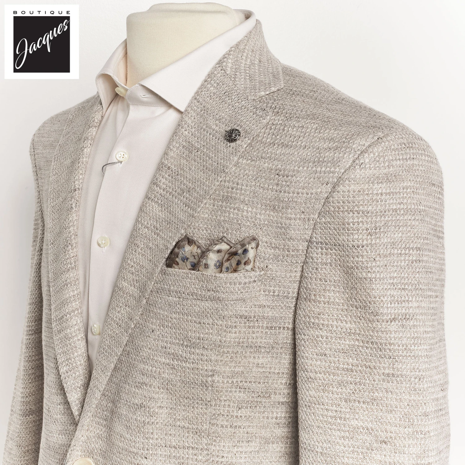 Oatmeal Woven Knit Linen/Wool/Silk Hartford Contemporary Fit Sport Jacket - Jack Victor 4 Oatmeal Woven Knit Linen/Wool/Silk Hartford Contemporary Fit Sport Jacket - Jack Victor - Image 2