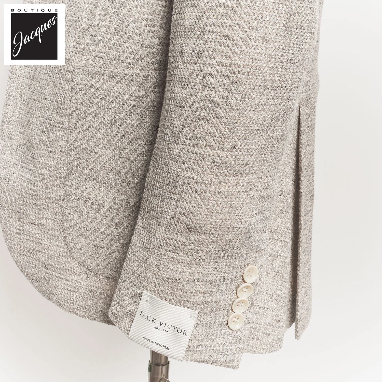 Oatmeal Woven Knit Linen/Wool/Silk Hartford Contemporary Fit Sport Jacket - Jack Victor 5 Oatmeal Woven Knit Linen/Wool/Silk Hartford Contemporary Fit Sport Jacket - Jack Victor - Image 3