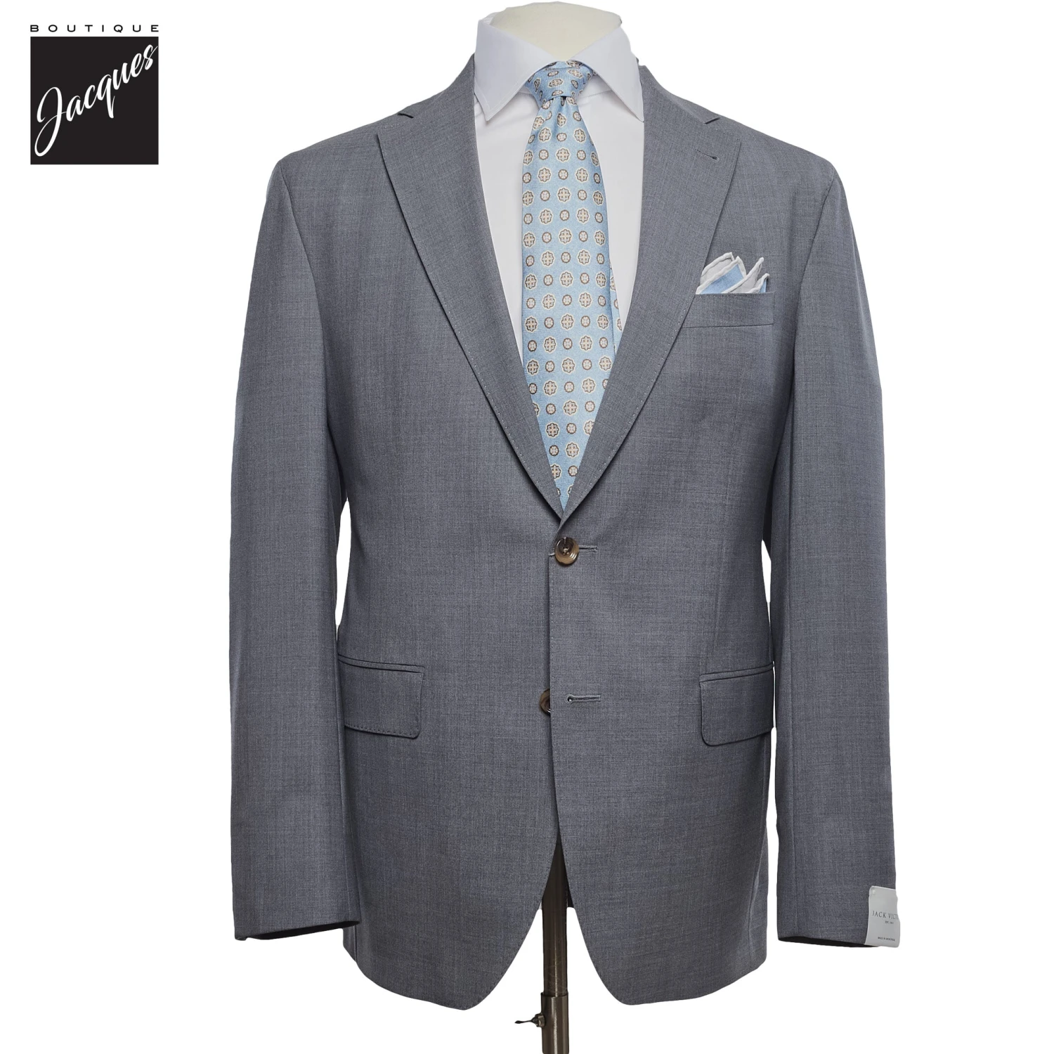 Mid Gray Dallas Contemporary Fit Unconstructed Wool Suit - Jack Victor 3 Mid Gray Dallas Contemporary Fit Unconstructed Wool Suit - Jack Victor
