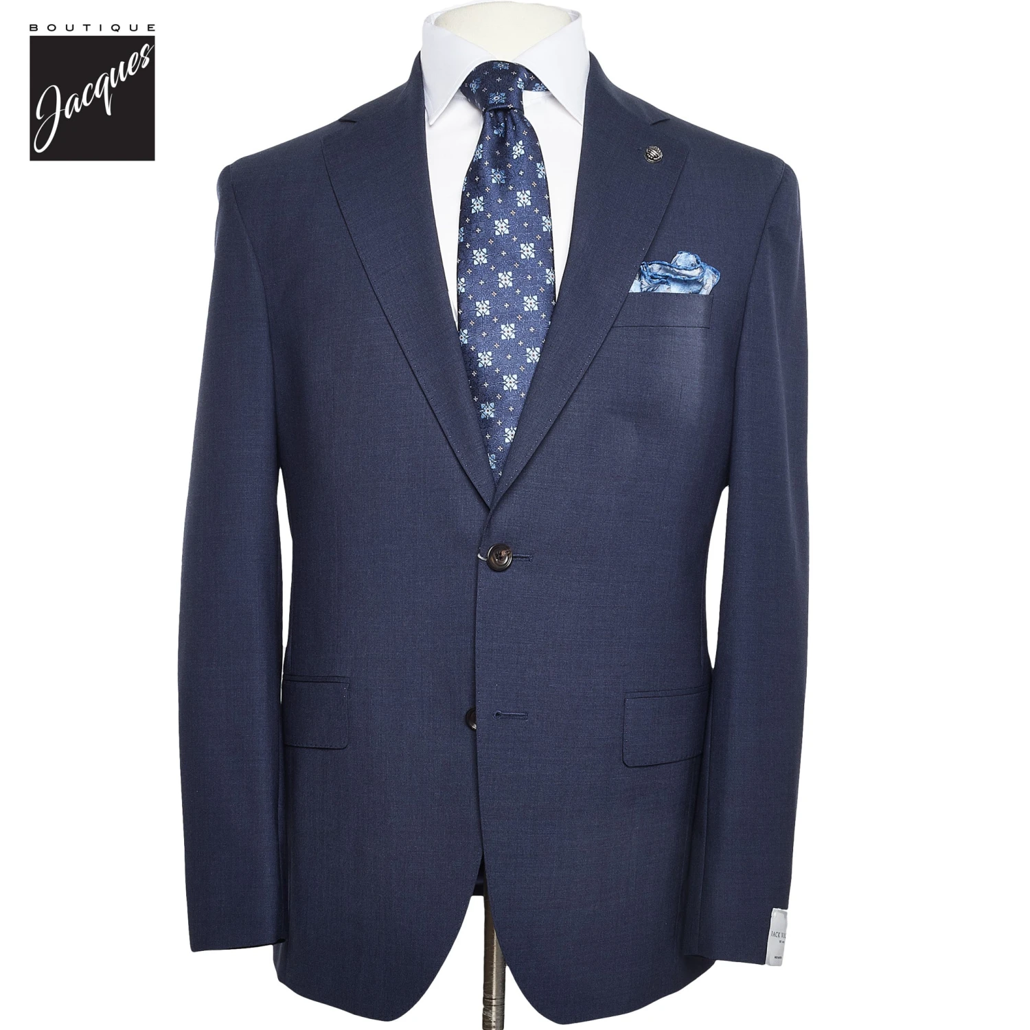 Blue Solid Smart-Twist Wool Stretch Dean Contemporary Fit Suit - Jack Victor 3 Blue Solid Smart-Twist Wool Stretch Dean Contemporary Fit Suit - Jack Victor