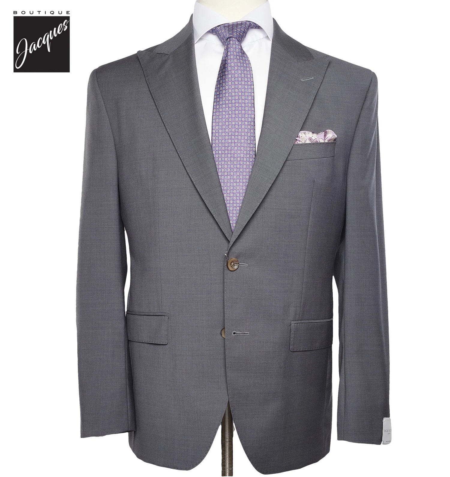 Neat Gray Engel Modern Fit Peak Lapel Wool Suit - Jack Victor 3 Neat Gray Engel Modern Fit Peak Lapel Wool Suit - Jack Victor