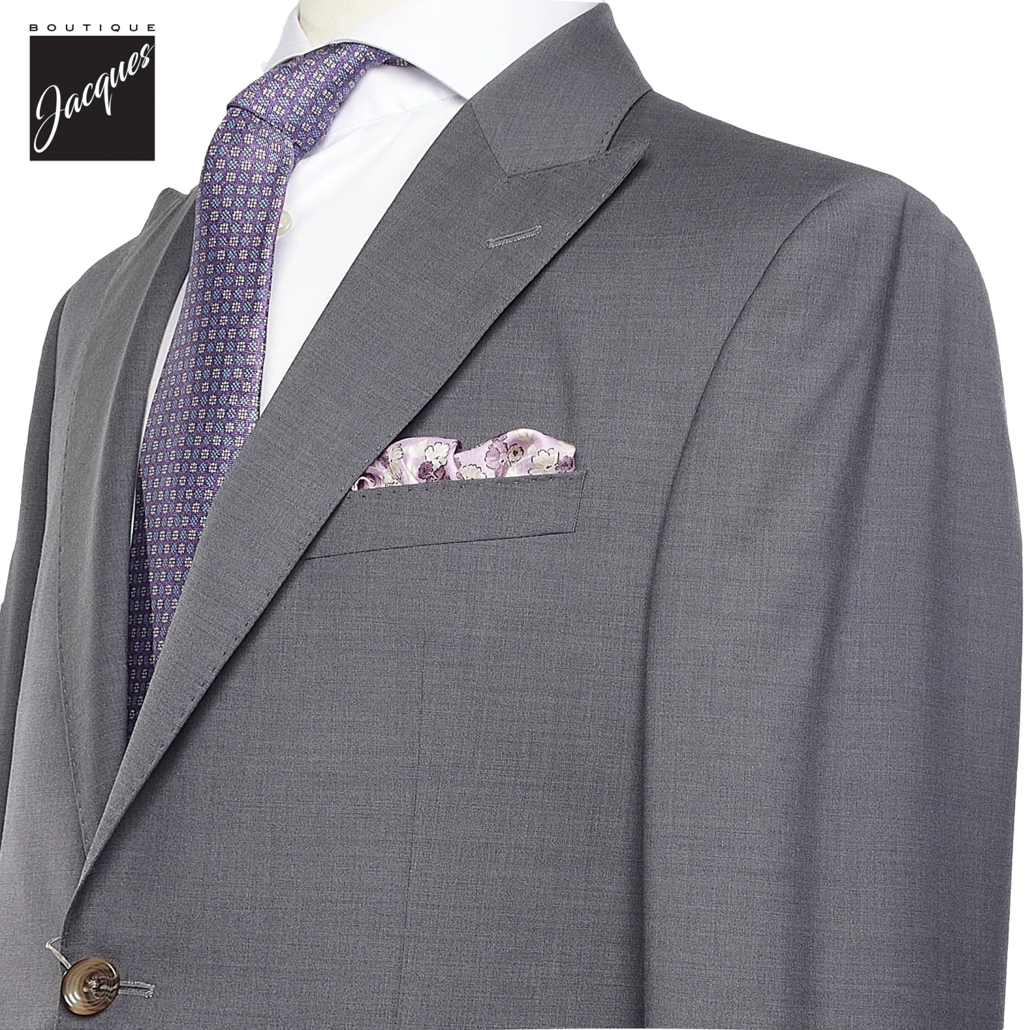Neat Gray Engel Modern Fit Peak Lapel Wool Suit - Jack Victor 4 Neat Gray Engel Modern Fit Peak Lapel Wool Suit - Jack Victor - Image 2