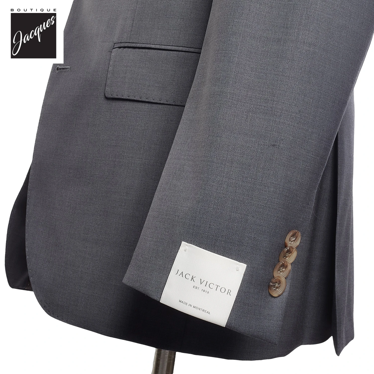 Neat Gray Engel Modern Fit Peak Lapel Wool Suit - Jack Victor 5 Neat Gray Engel Modern Fit Peak Lapel Wool Suit - Jack Victor - Image 3
