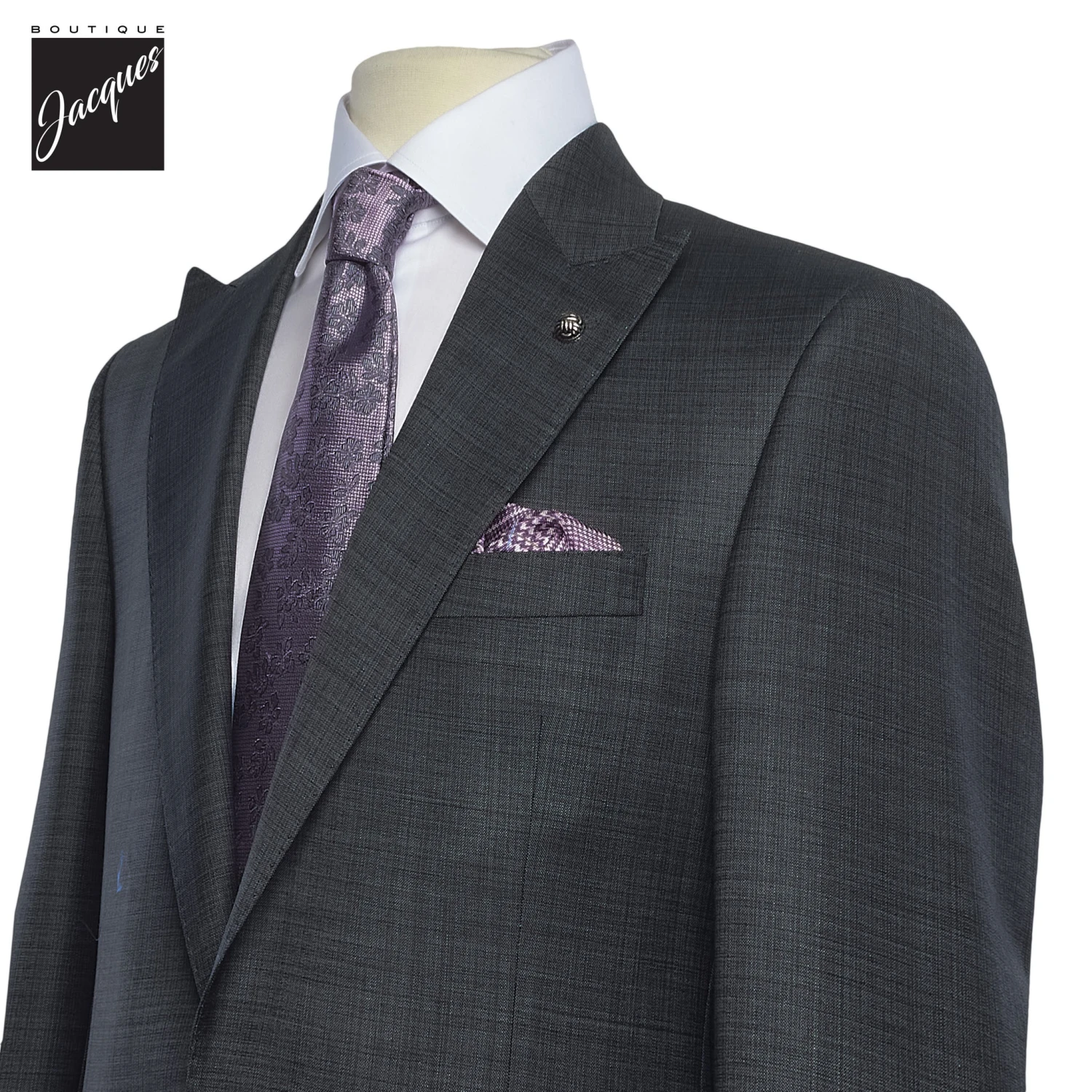 Dark Gray Neat Super 130s Wool Engel Modern Fit Suit - Jack Victor 4 Dark Gray Neat Super 130s Wool Engel Modern Fit Suit - Jack Victor - Image 2