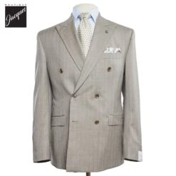 Sand Striped Double Breasted Ernest Modern Fit Wool Suit - Jack Victor