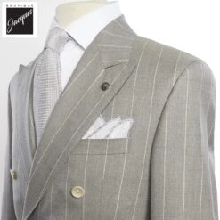 Light Gray Striped Double Breasted Wool Merlin Contemporary Fit Suit - Jack Victor 1913 8 Light Gray Striped Double Breasted Wool Merlin Contemporary Fit Suit - Jack Victor 1913 -ETON Store JACKVICTORERNEST3251401 2 0471a4a4 ffc5 4364 a9d6 5c5c76b7bf5b