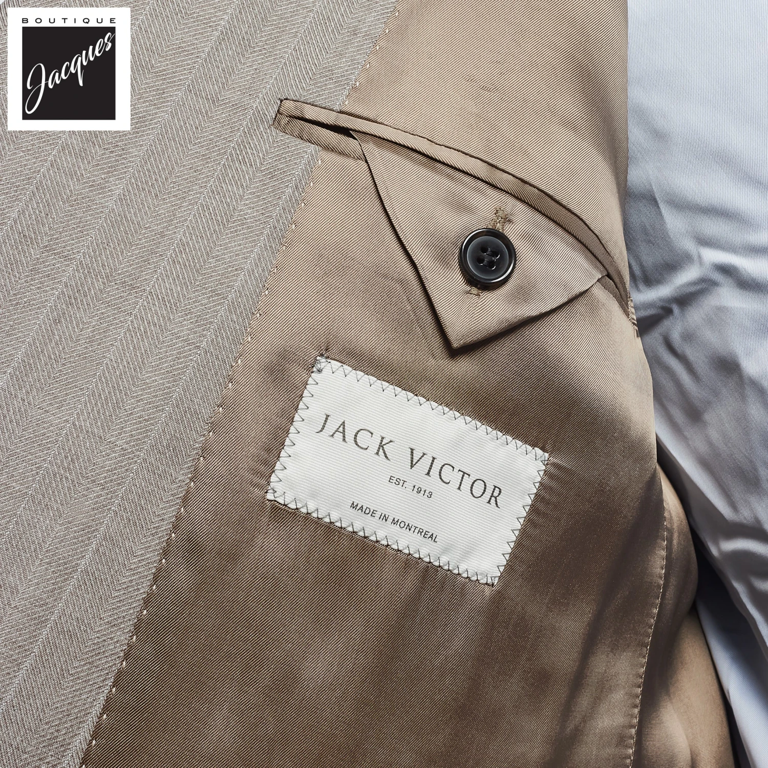 Sand Striped Double Breasted Ernest Modern Fit Wool Suit - Jack Victor 6 Sand Striped Double Breasted Ernest Modern Fit Wool Suit - Jack Victor - Image 4