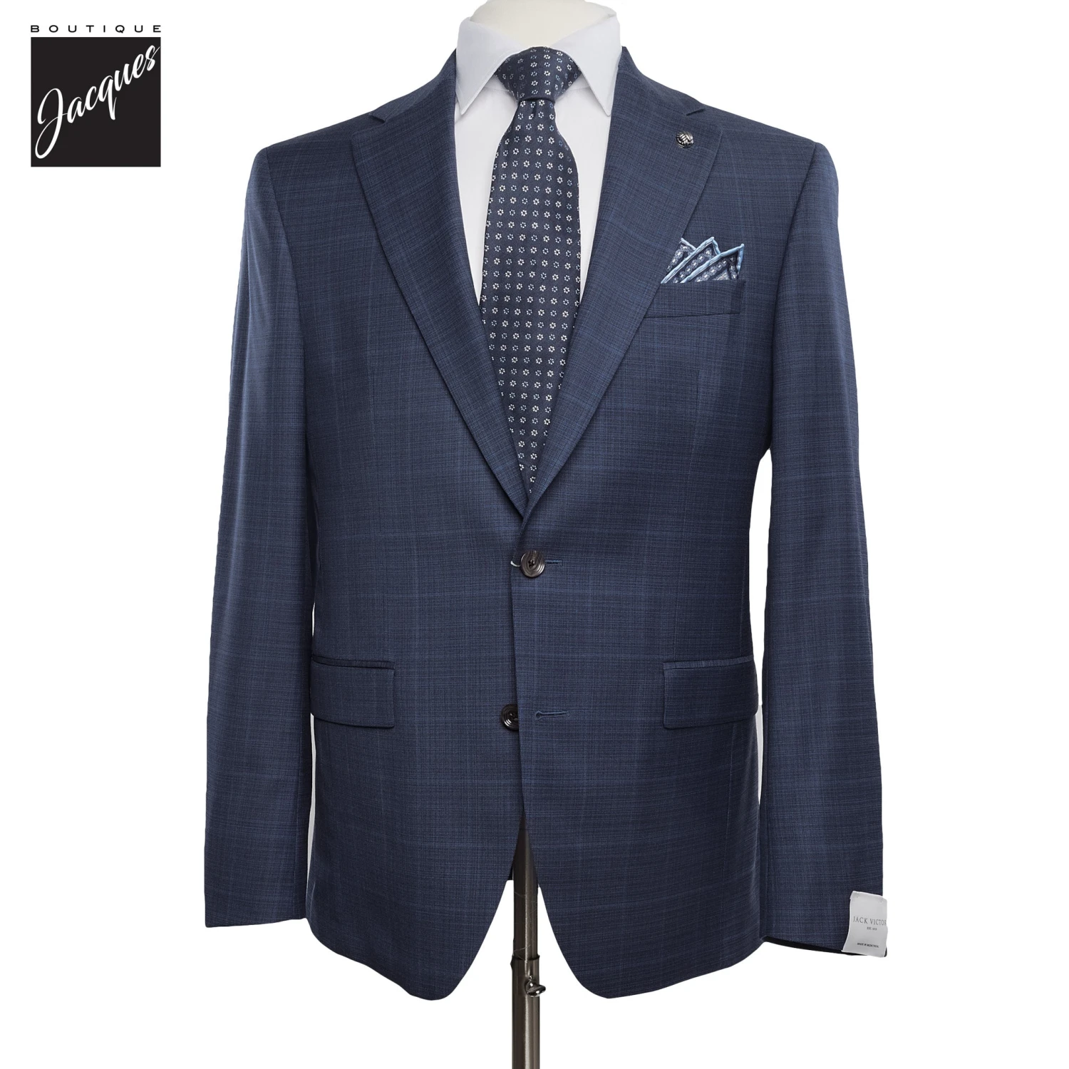 Blue Tonal Check Esprit Modern Fit Super 120s Wool Suit - Jack Victor 3 Blue Tonal Check Esprit Modern Fit Super 120s Wool Suit - Jack Victor