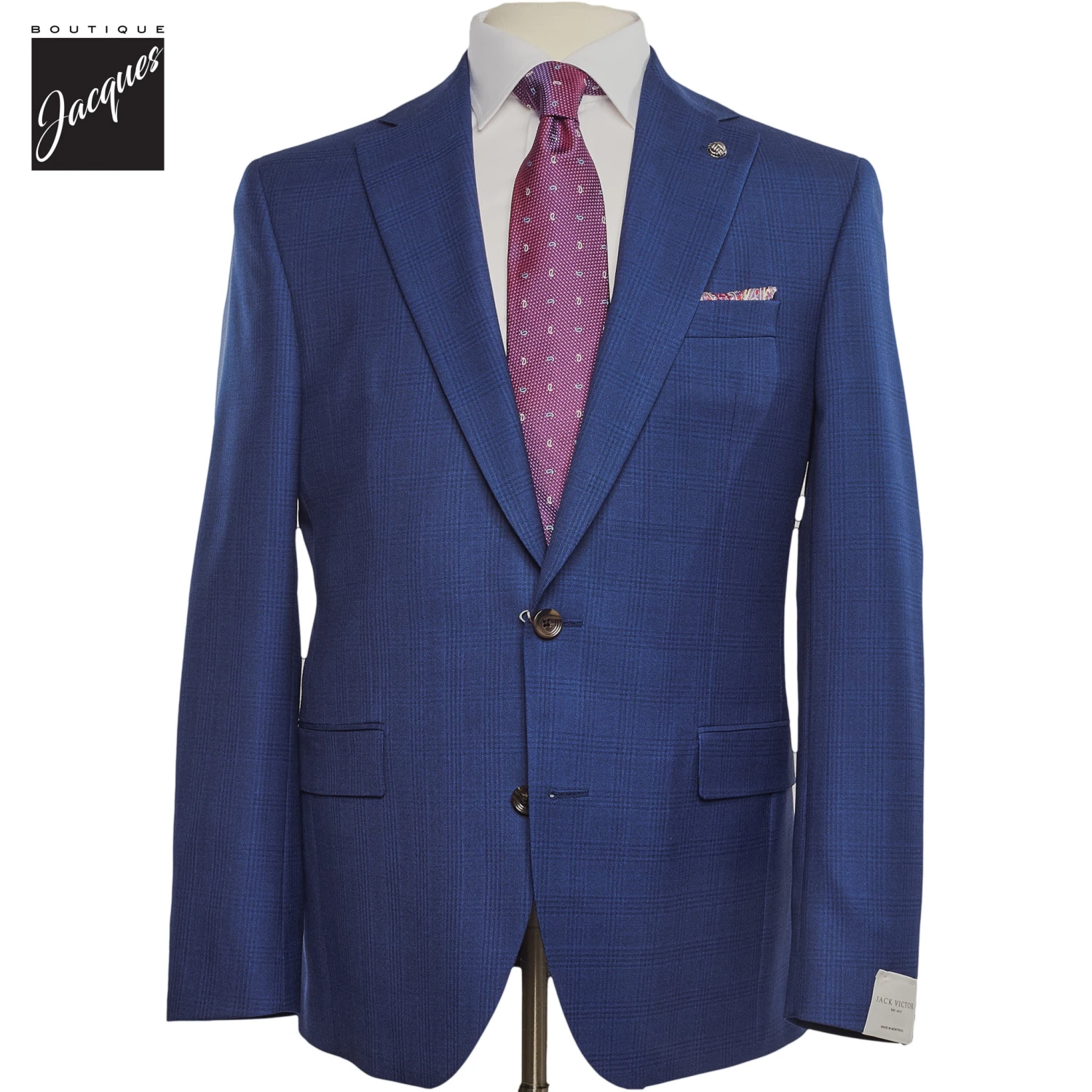 Blue Tonal Glen Check Esprit Modern Fit Drago Wool Suit - Jack Victor 3 Blue Tonal Glen Check Esprit Modern Fit Drago Wool Suit - Jack Victor