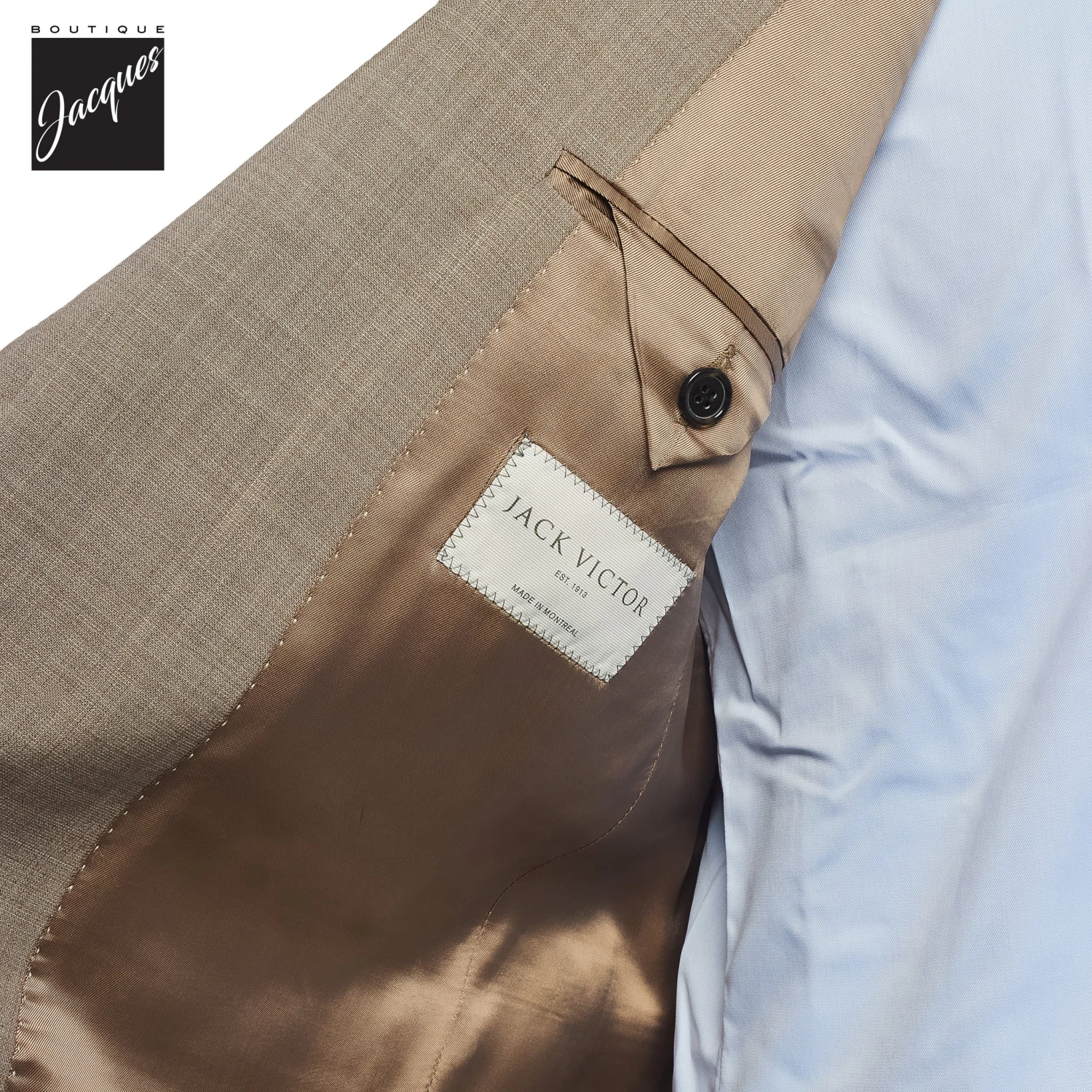 Light Taupe Neat Esprit Modern Fit Wool Suit - Jack Victor 6 Light Taupe Neat Esprit Modern Fit Wool Suit - Jack Victor - Image 4