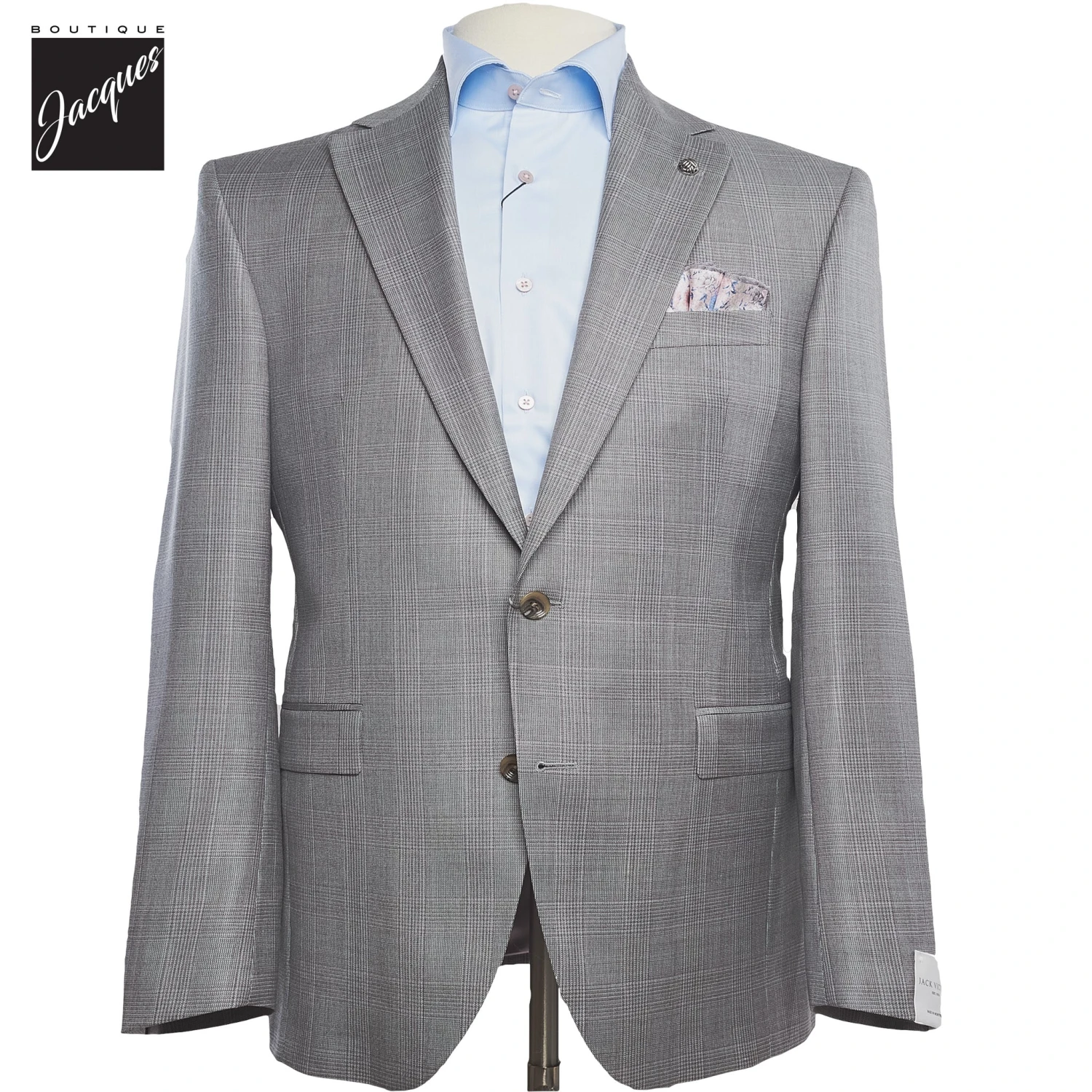 Gray Prince-of-Wales Esprit Modern Fit Wool Suit - Jack Victor 3 Gray Prince-of-Wales Esprit Modern Fit Wool Suit - Jack Victor