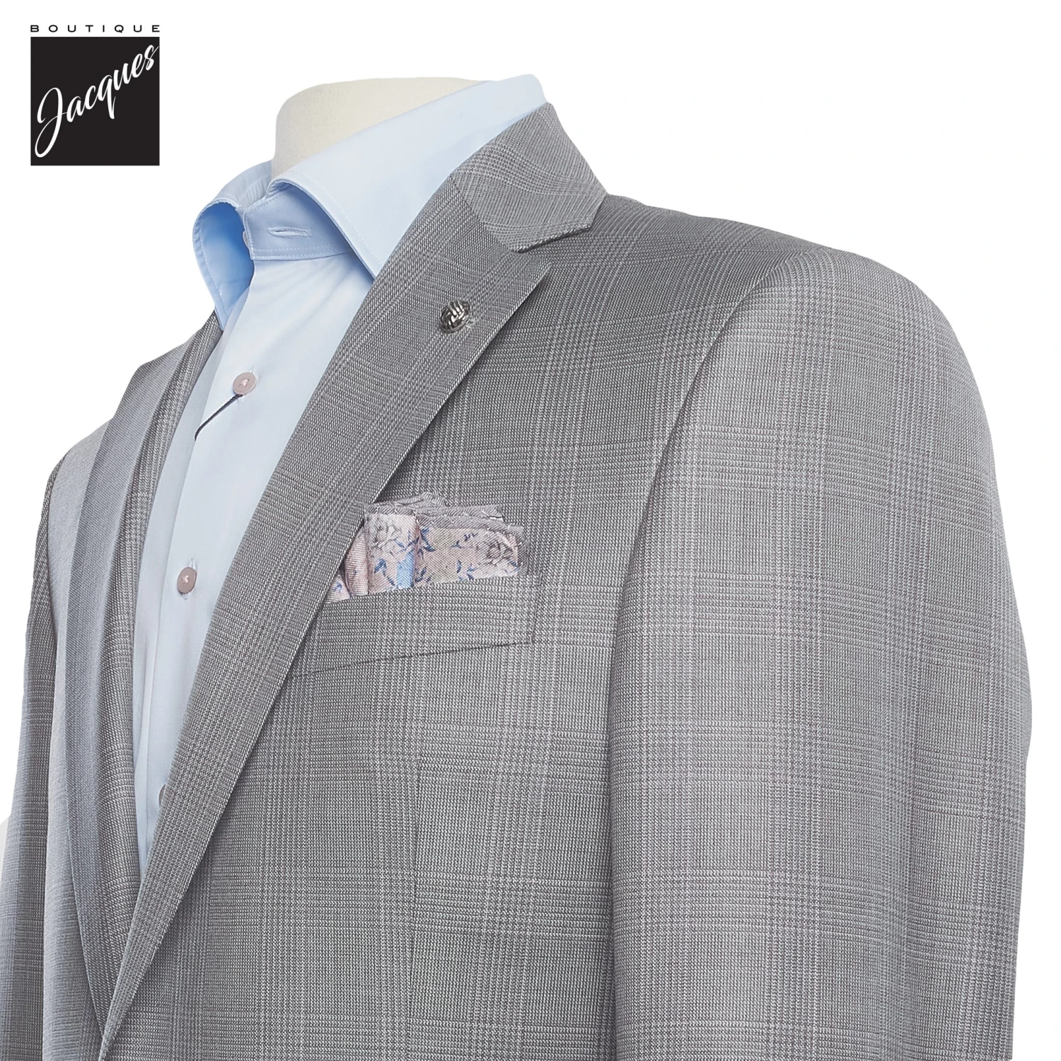 Gray Prince-of-Wales Esprit Modern Fit Wool Suit - Jack Victor 4 Gray Prince-of-Wales Esprit Modern Fit Wool Suit - Jack Victor - Image 2