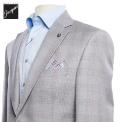 Light Gray With Lavender Check Esprit Modern Fit Wool Suit - Jack Victor 7 Light Gray With Lavender Check Esprit Modern Fit Wool Suit - Jack Victor -ETON Store JACKVICTORESPRIT3251604 2