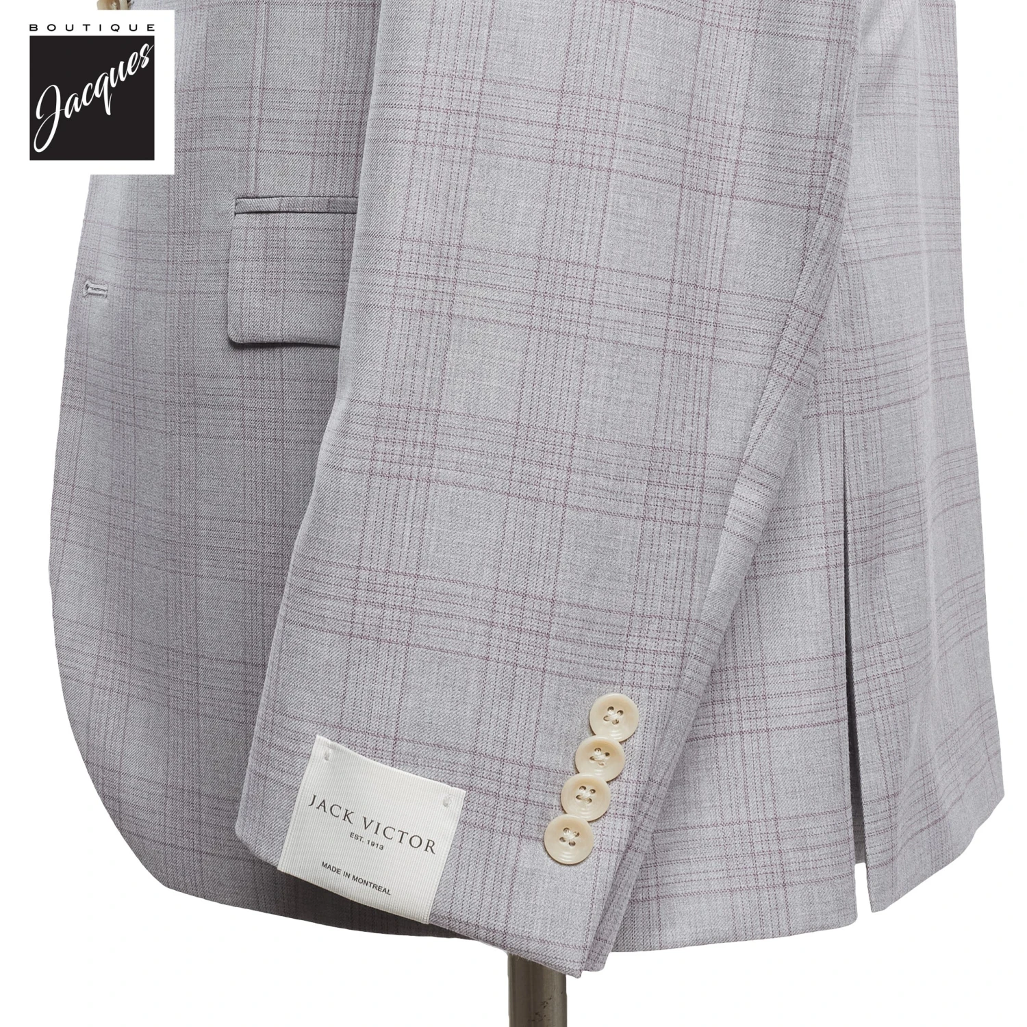 Light Gray With Lavender Check Esprit Modern Fit Wool Suit - Jack Victor 5 Light Gray With Lavender Check Esprit Modern Fit Wool Suit - Jack Victor - Image 3