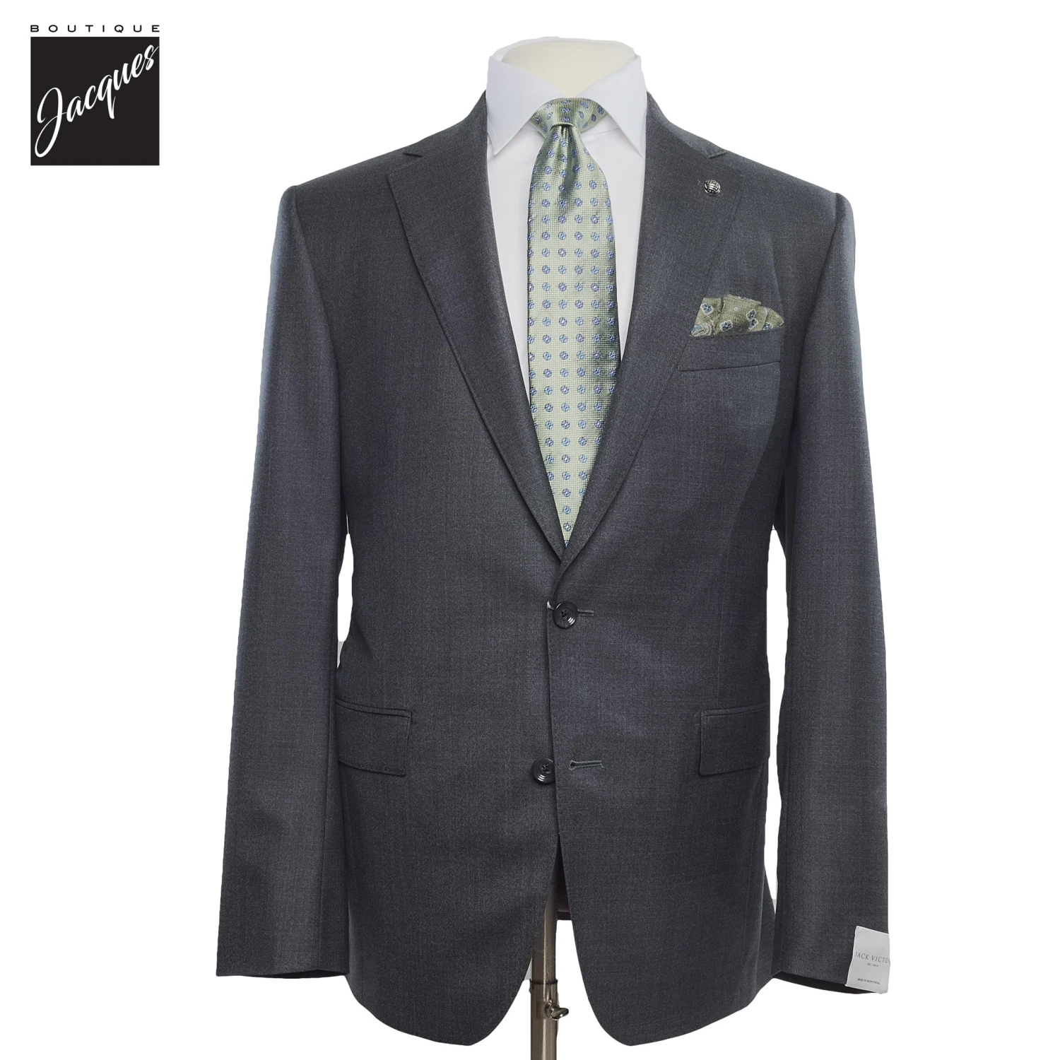Charcoal Gray Solid Barberis Wool Essence Modern Fit Suit - Jack Victor 1913 3 Charcoal Gray Solid Barberis Wool Essence Modern Fit Suit - Jack Victor 1913