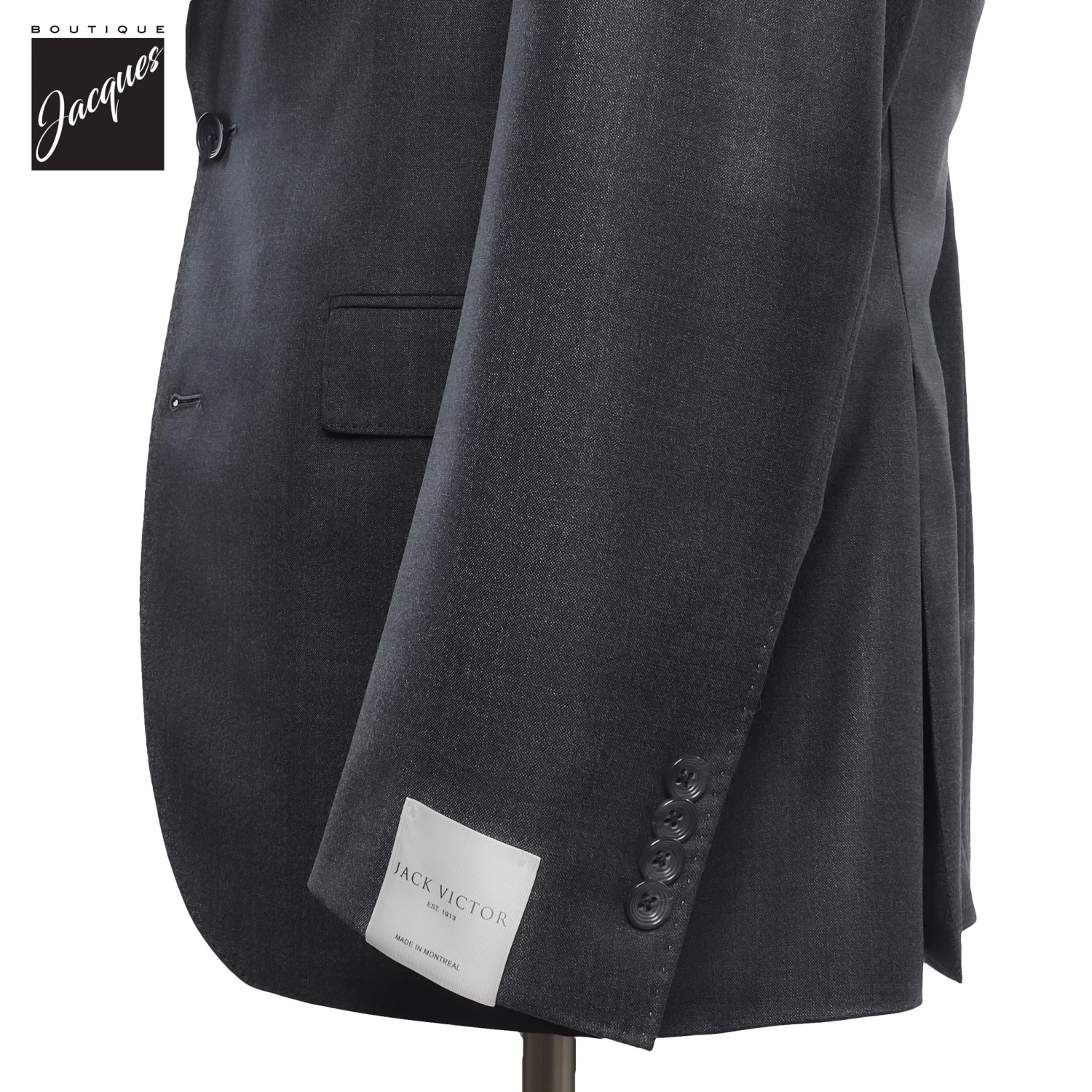 Charcoal Gray Solid Barberis Wool Essence Modern Fit Suit - Jack Victor 1913 5 Charcoal Gray Solid Barberis Wool Essence Modern Fit Suit - Jack Victor 1913 - Image 3