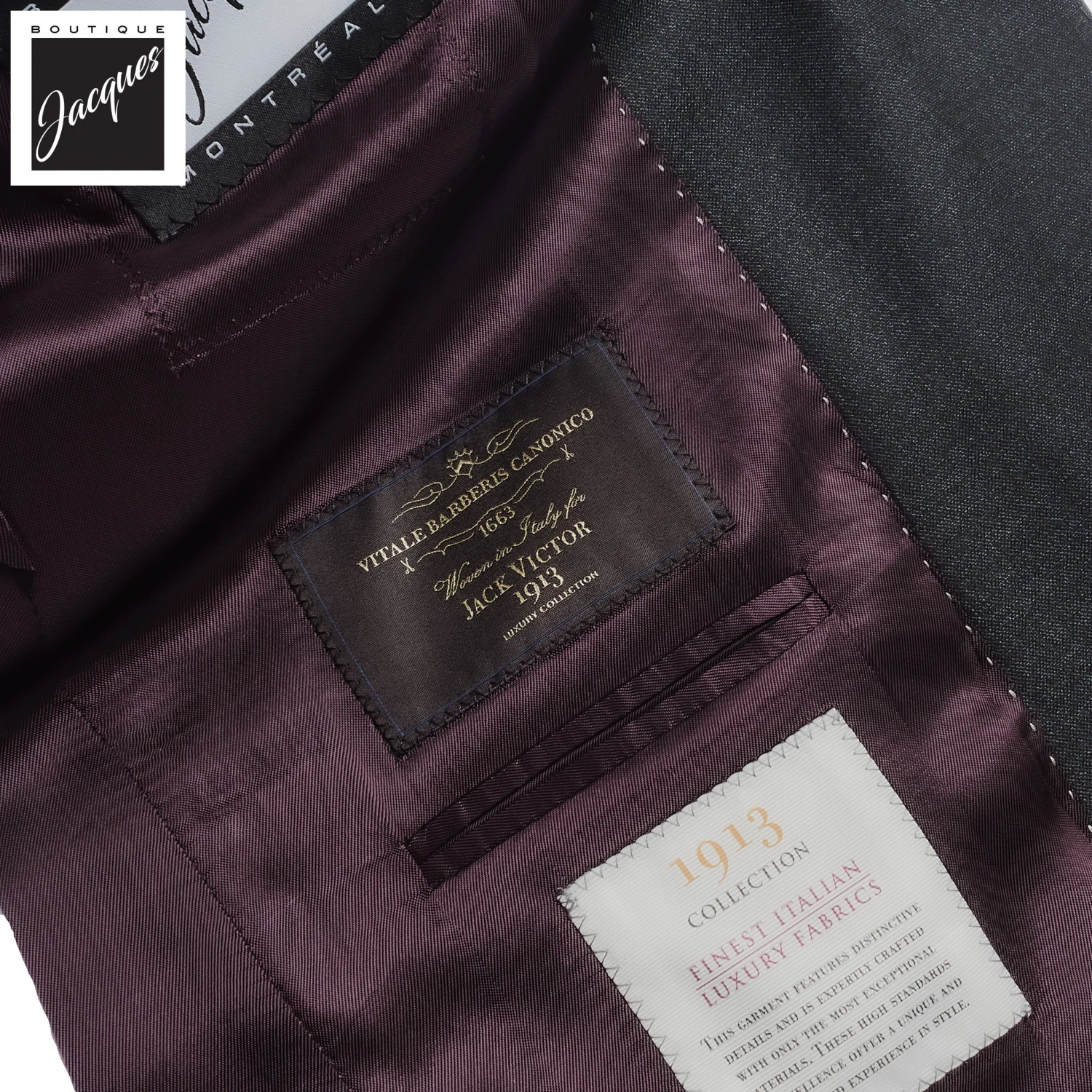 Charcoal Gray Solid Barberis Wool Essence Modern Fit Suit - Jack Victor 1913 7 Charcoal Gray Solid Barberis Wool Essence Modern Fit Suit - Jack Victor 1913 - Image 5