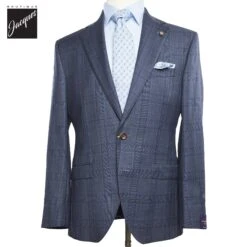 Gray With Blue Check Essence Modern Fit Loro Piana Wool Suit - Jack Victor 1913
