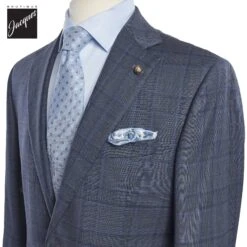 Gray With Blue Check Essence Modern Fit Loro Piana Wool Suit - Jack Victor 1913 7 Gray With Blue Check Essence Modern Fit Loro Piana Wool Suit - Jack Victor 1913 -ETON Store JACKVICTORESSENCEJVC9284 2