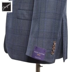 Gray With Blue Check Essence Modern Fit Loro Piana Wool Suit - Jack Victor 1913 8 Gray With Blue Check Essence Modern Fit Loro Piana Wool Suit - Jack Victor 1913 -ETON Store JACKVICTORESSENCEJVC9284 3