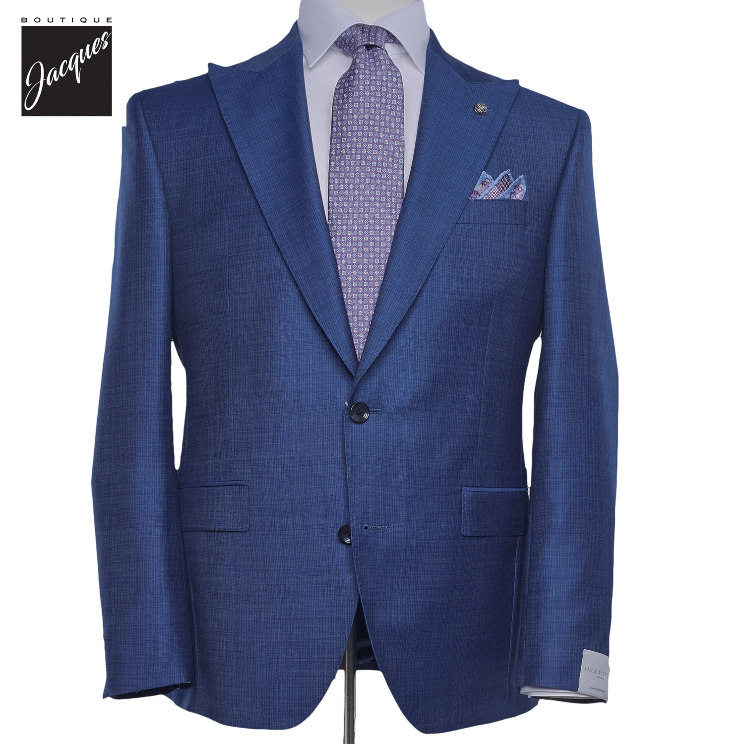 Mid Blue Blue Peak Lapel Engel Modern Fit Wool Suit - Jack Victor 3 Mid Blue Blue Peak Lapel Engel Modern Fit Wool Suit - Jack Victor