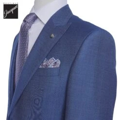 Mid Blue Blue Peak Lapel Engel Modern Fit Wool Suit - Jack Victor 7 Mid Blue Blue Peak Lapel Engel Modern Fit Wool Suit - Jack Victor -ETON Store JACKVICTOREngel3251601 2