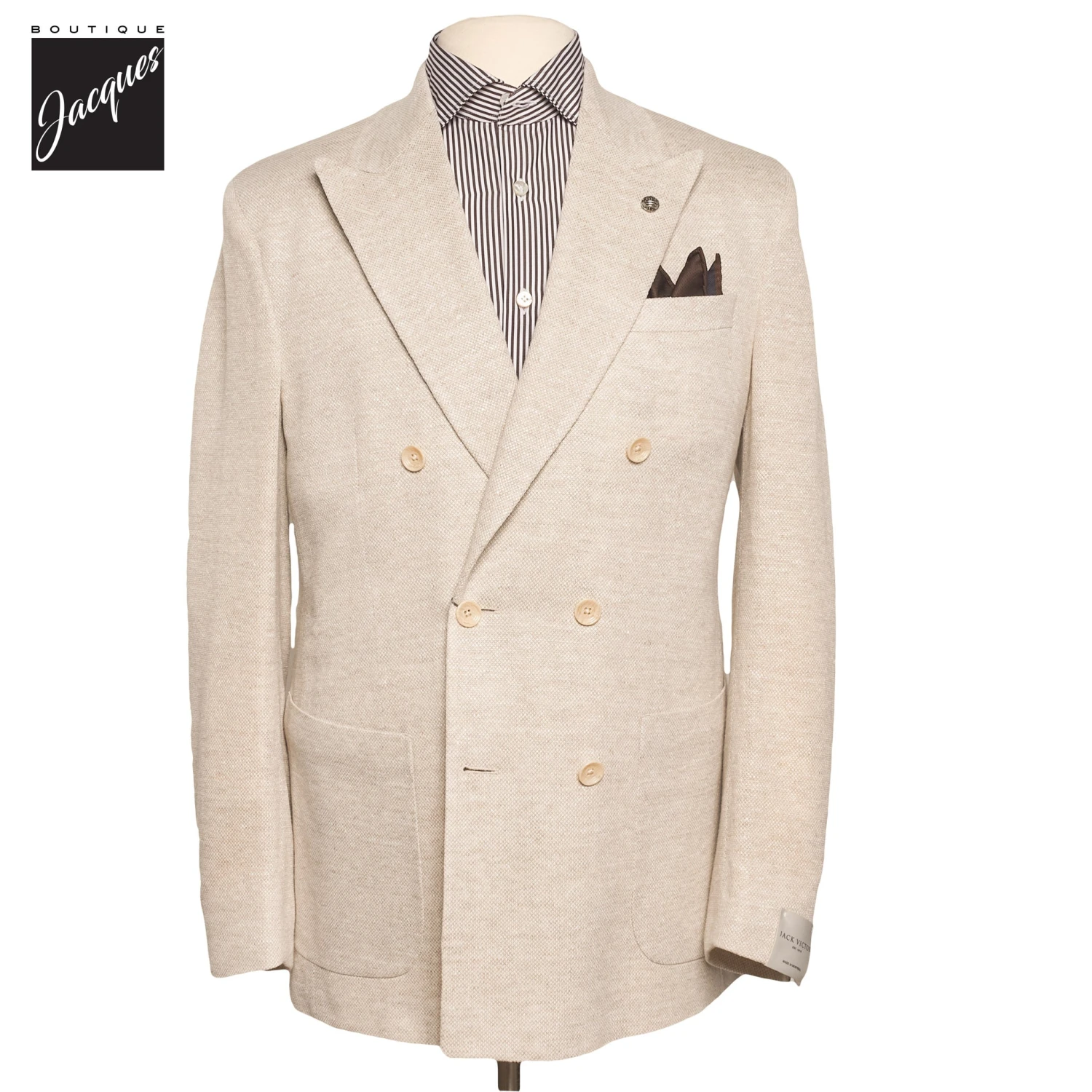 Ivory Linen-Knit Hall Contemporary Fit Sport Jacket - Jack Victor 3 Ivory Linen-Knit Hall Contemporary Fit Sport Jacket - Jack Victor