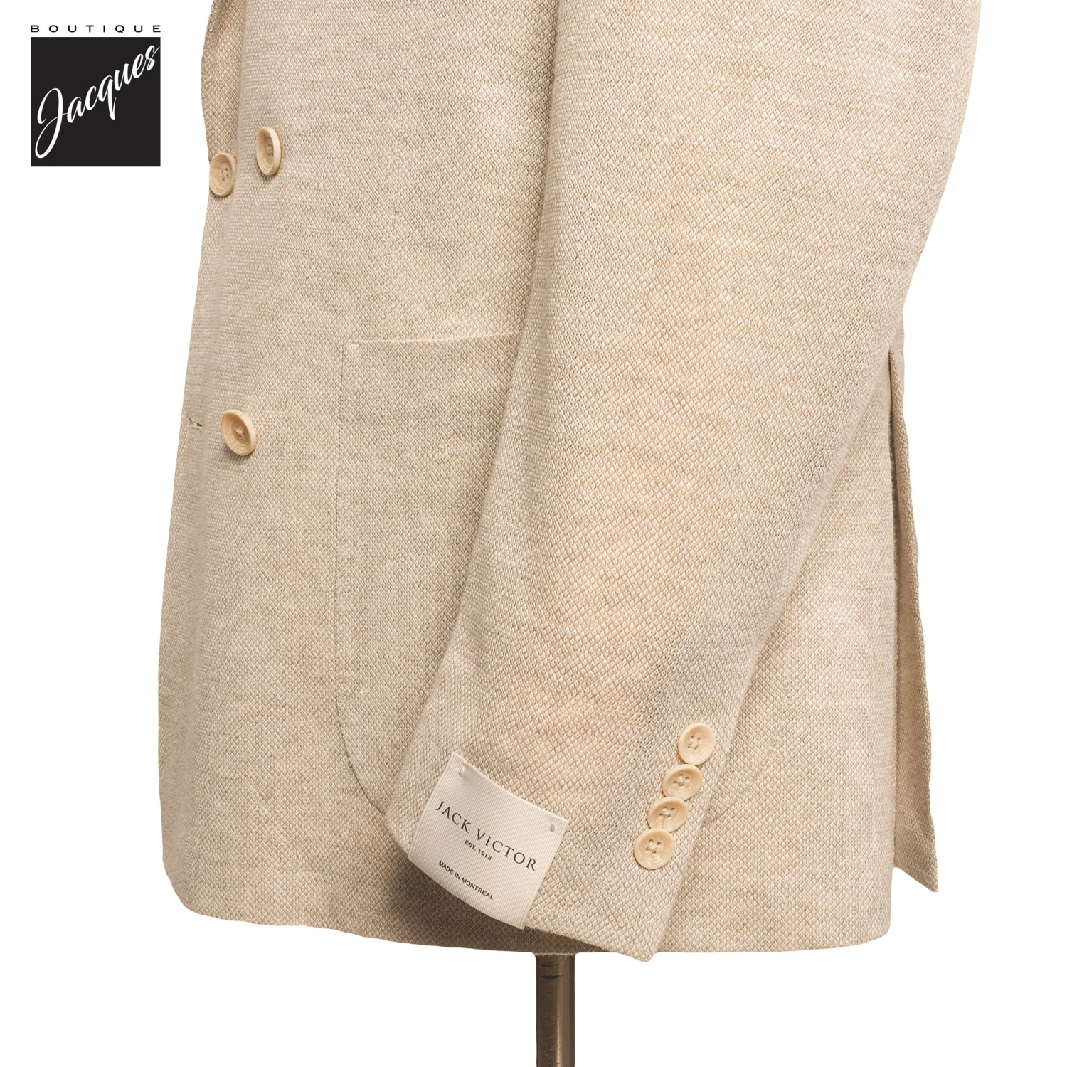 Ivory Linen-Knit Hall Contemporary Fit Sport Jacket - Jack Victor 5 Ivory Linen-Knit Hall Contemporary Fit Sport Jacket - Jack Victor - Image 3