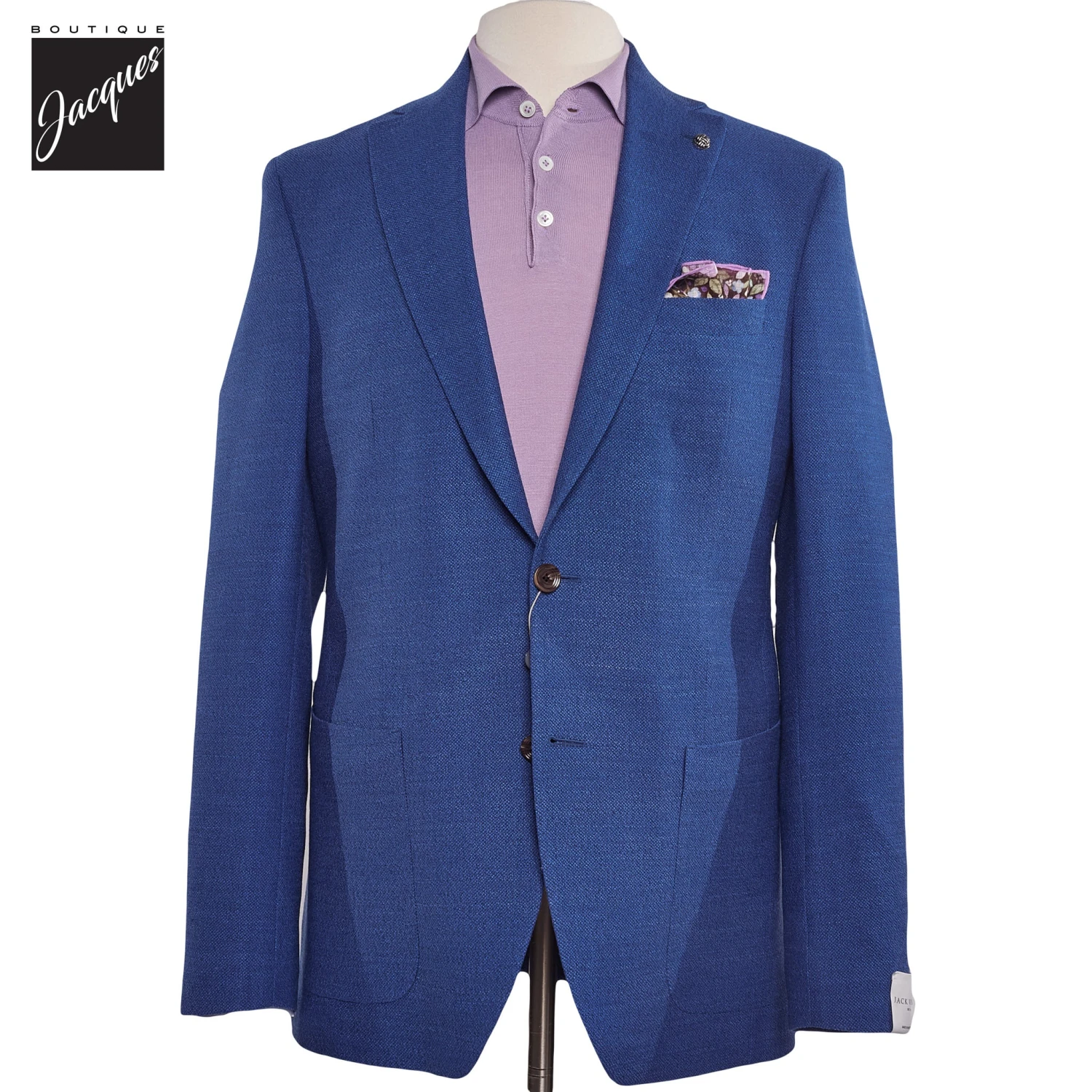 Mid Blue Stretch Hampton Contemporary Fit Sport Jacket - Jack Victor 3 Mid Blue Stretch Hampton Contemporary Fit Sport Jacket - Jack Victor