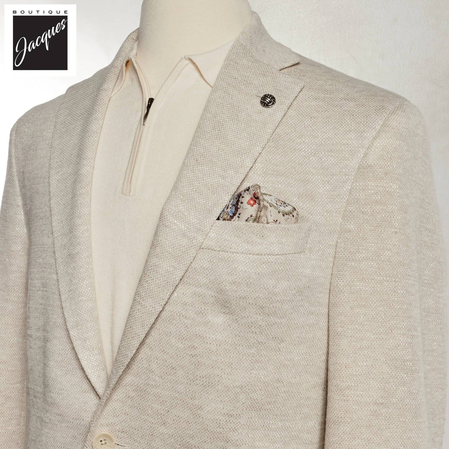 Ivory Linen-Knit Hampton Contemporary Fit Sport Jacket - Jack Victor 4 Ivory Linen-Knit Hampton Contemporary Fit Sport Jacket - Jack Victor - Image 2