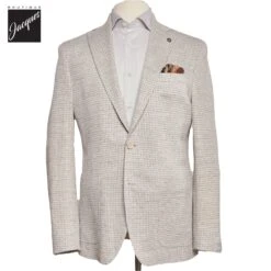 Oatmeal Herringbone Linen Stretch Hampton Contemporary Fit Comfortwear - Jack Victor