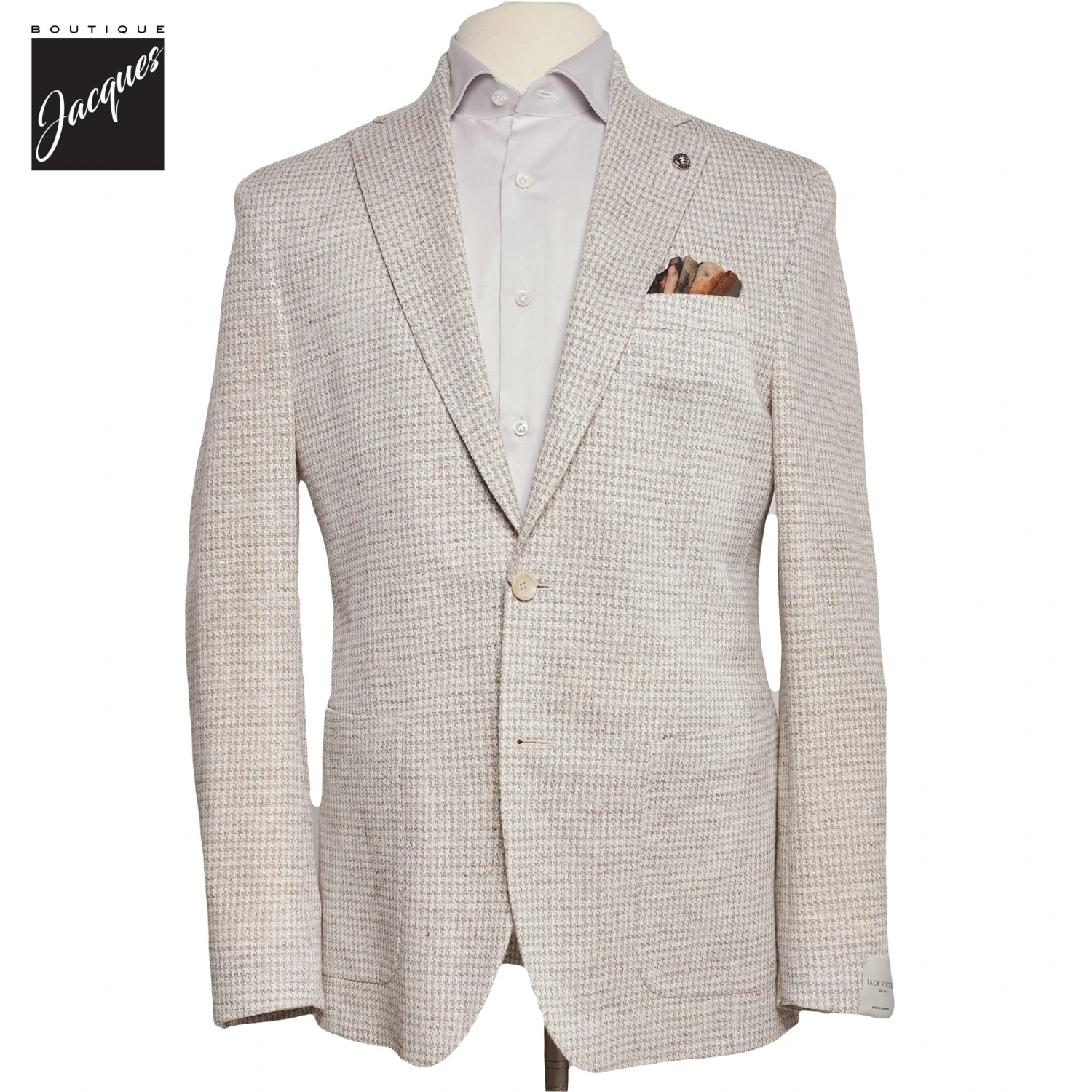 Oatmeal Herringbone Linen Stretch Hampton Contemporary Fit Comfortwear - Jack Victor 3 Oatmeal Herringbone Linen Stretch Hampton Contemporary Fit Comfortwear - Jack Victor