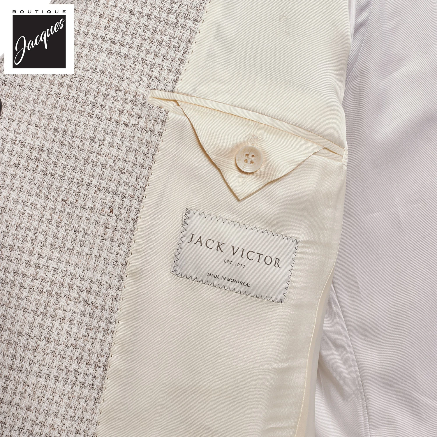Oatmeal Herringbone Linen Stretch Hampton Contemporary Fit Comfortwear - Jack Victor 6 Oatmeal Herringbone Linen Stretch Hampton Contemporary Fit Comfortwear - Jack Victor - Image 4