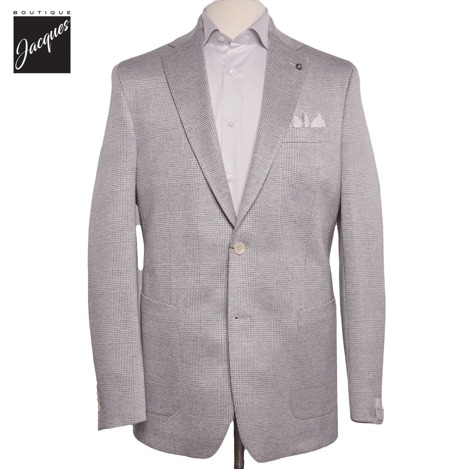 Gray Cotton Silk Knit Hampton Contemporary Fit Sport Jacket - Jack Victor 3 Gray Cotton Silk Knit Hampton Contemporary Fit Sport Jacket - Jack Victor
