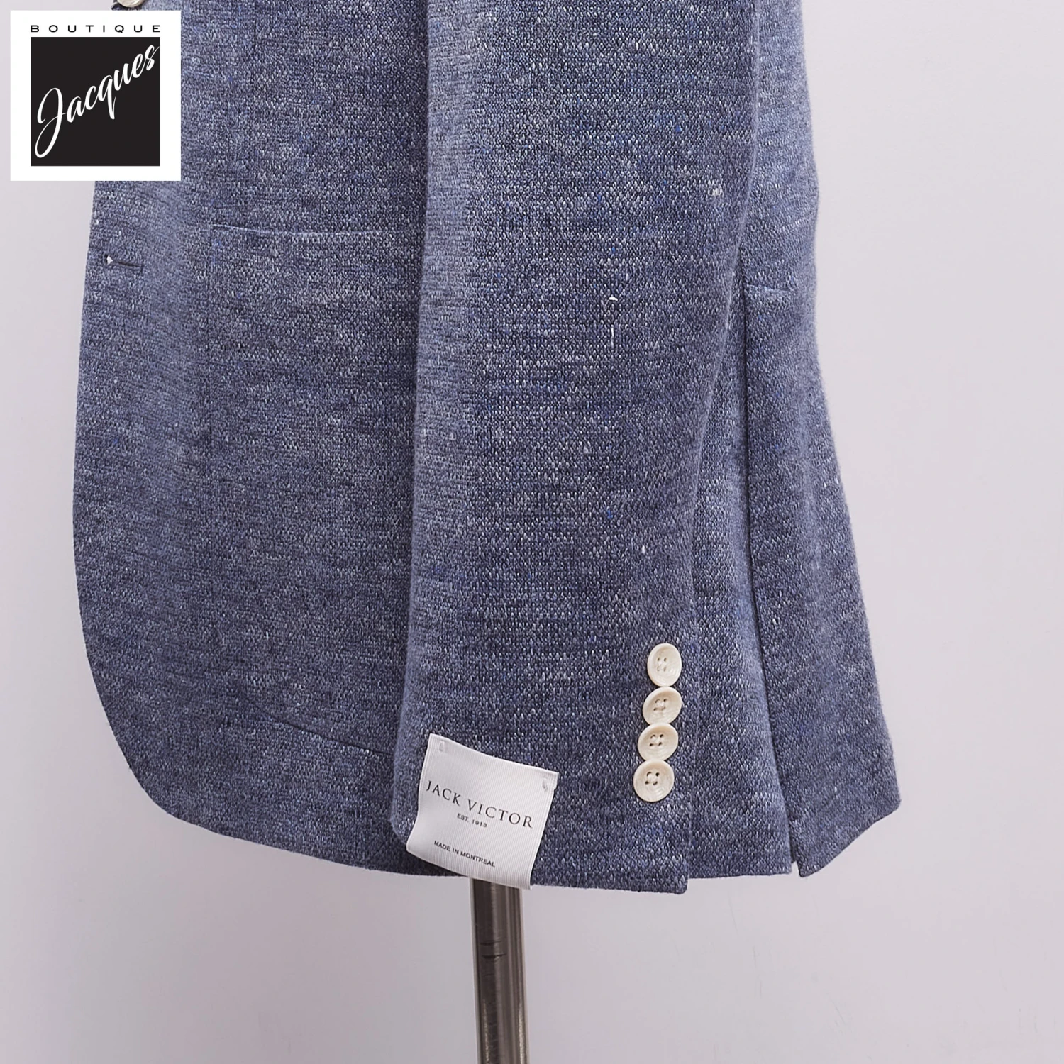 Blue Linen Knit Hartford Contemporary Fit Sport Jacket - Jack Victor 5 Blue Linen Knit Hartford Contemporary Fit Sport Jacket - Jack Victor - Image 3