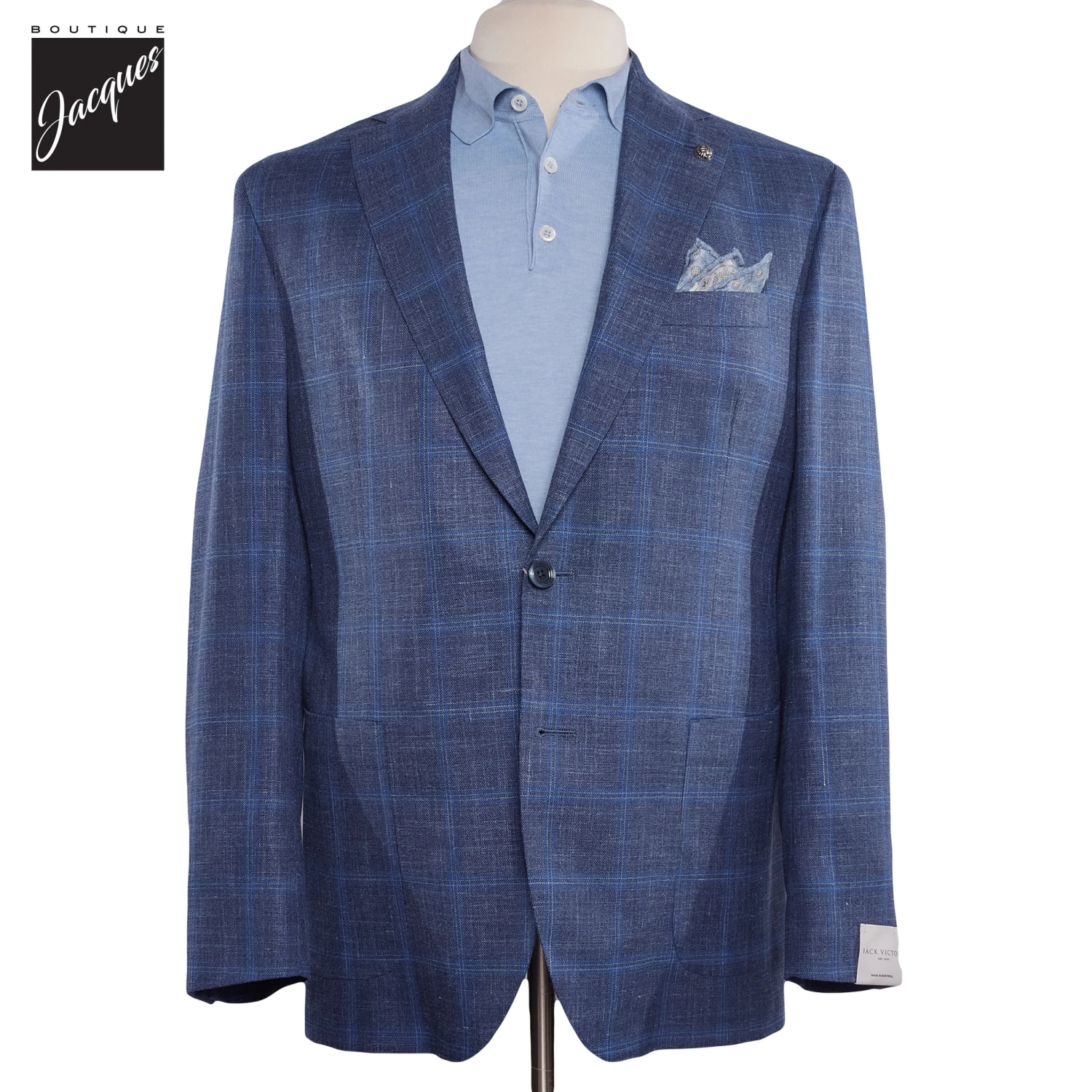 Mid Blue Check Hampton Loro Piana Contemporary Fit Sport Jacket - Jack Victor 3 Mid Blue Check Hampton Loro Piana Contemporary Fit Sport Jacket - Jack Victor