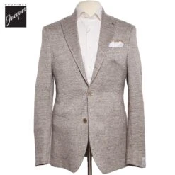 Taupe Woven Knit Linen/Wool/Silk Hampton Contemporary Fit Sport Jacket - Jack Victor