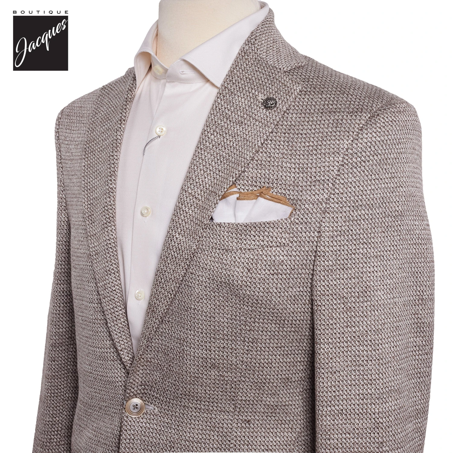 Taupe Woven Knit Linen/Wool/Silk Hampton Contemporary Fit Sport Jacket - Jack Victor 4 Taupe Woven Knit Linen/Wool/Silk Hampton Contemporary Fit Sport Jacket - Jack Victor - Image 2
